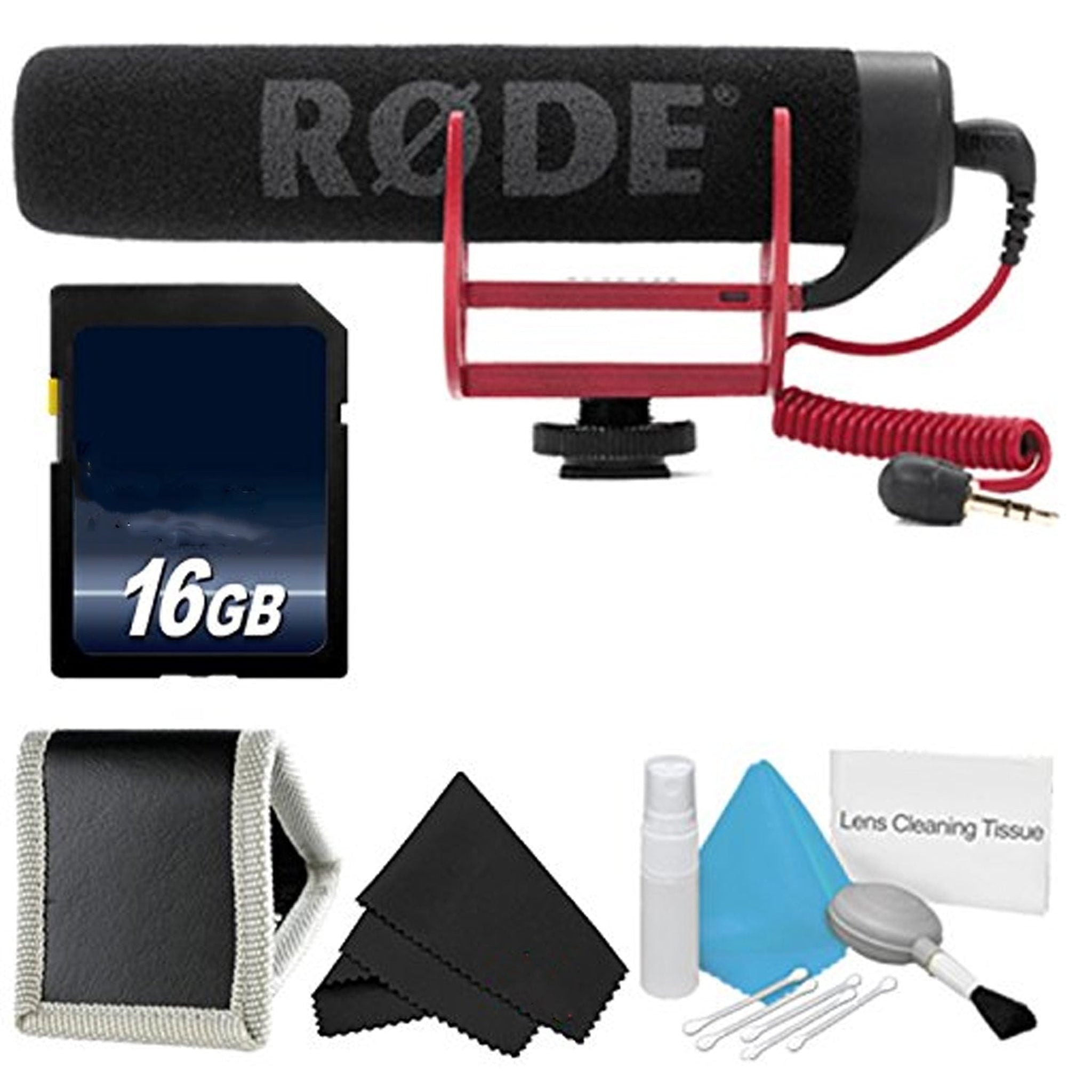 Rode VideoMic GO VIDEOMIC-GO + 16GB Memory Card + Deluxe Cleaning Kit + MicroFiber Cloth- Bundle Rode