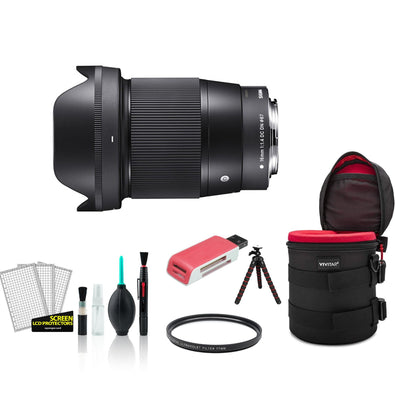 Sigma 16mm Contemporary Lens f/1.4 DC DN for Sony E 402965 with UV Filter Bundle