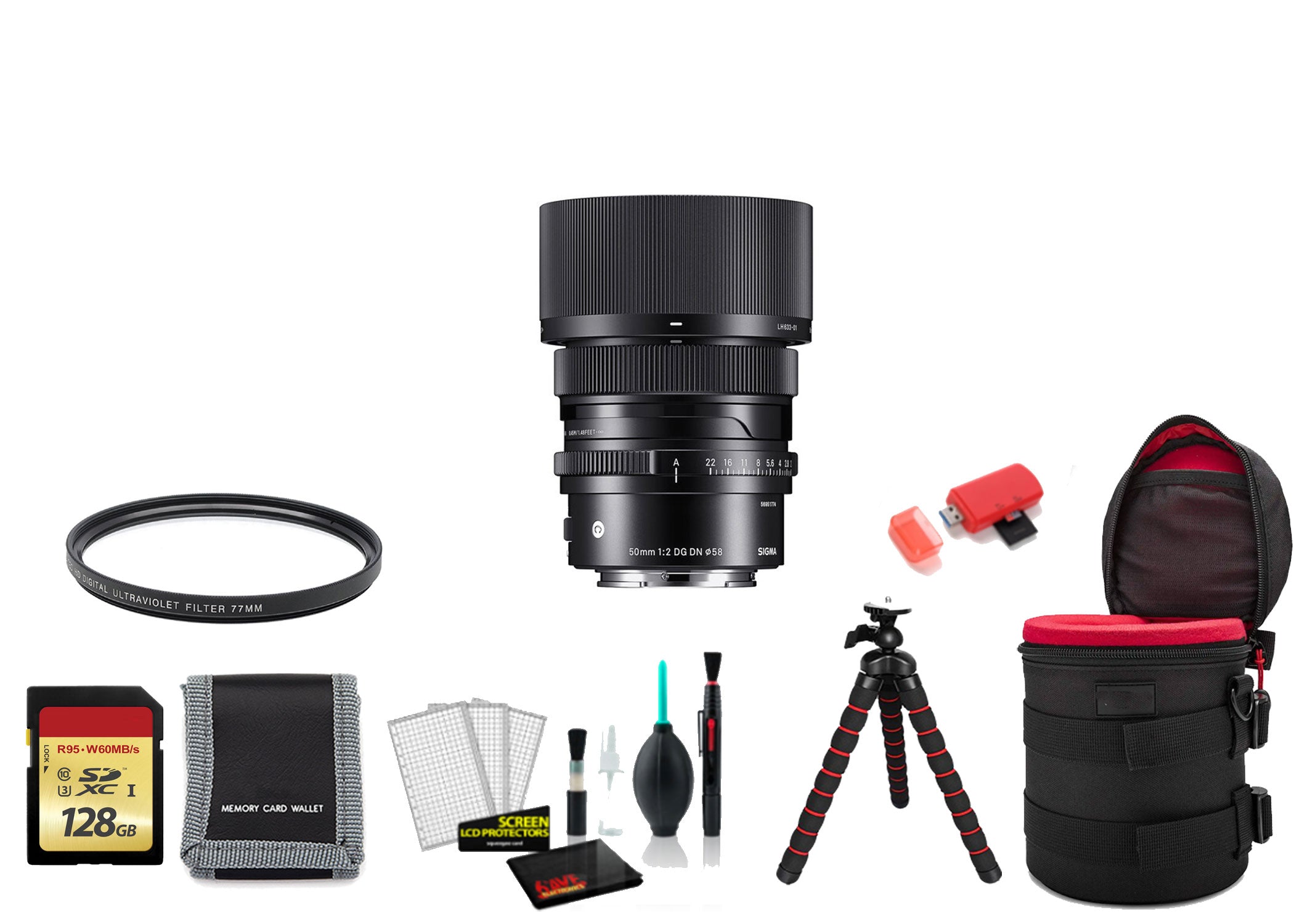 Sigma 50mm f/2 DG DN Contemporary Lens Sony E with Memory Card