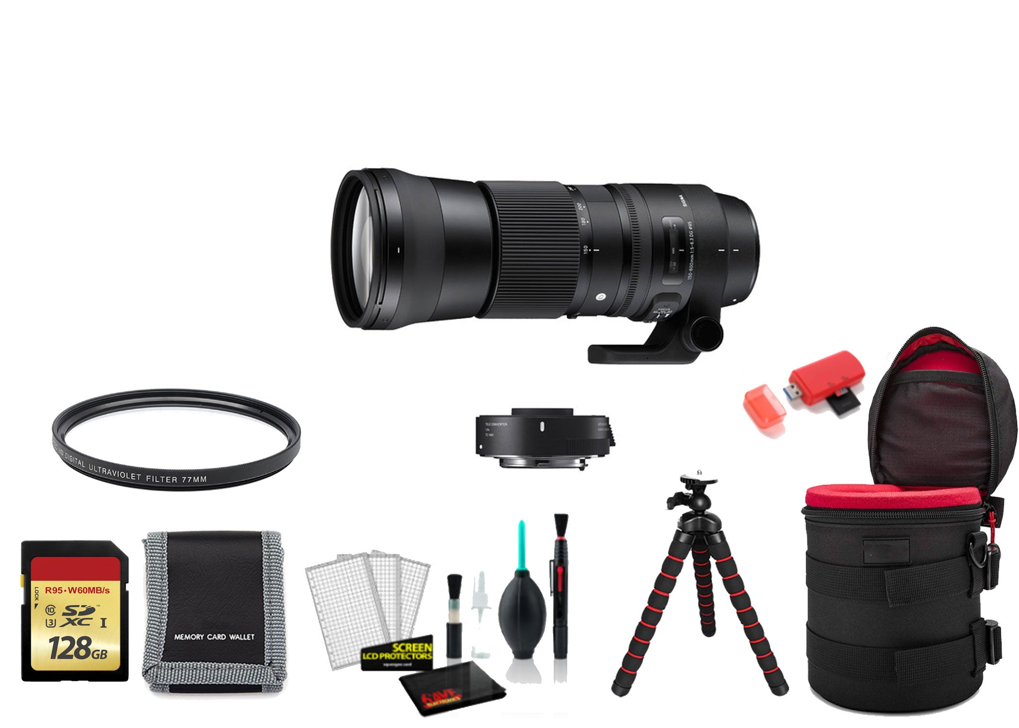 Sigma 150-600mm F5-6.3 DG HSM Lens Canon with Tele-Converter Kit -