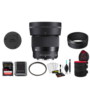 Sigma 56mm f/1.4 DC DN Contemporary Lens for FUJIFILM X - with 64GB Memory Card and More SIGMA