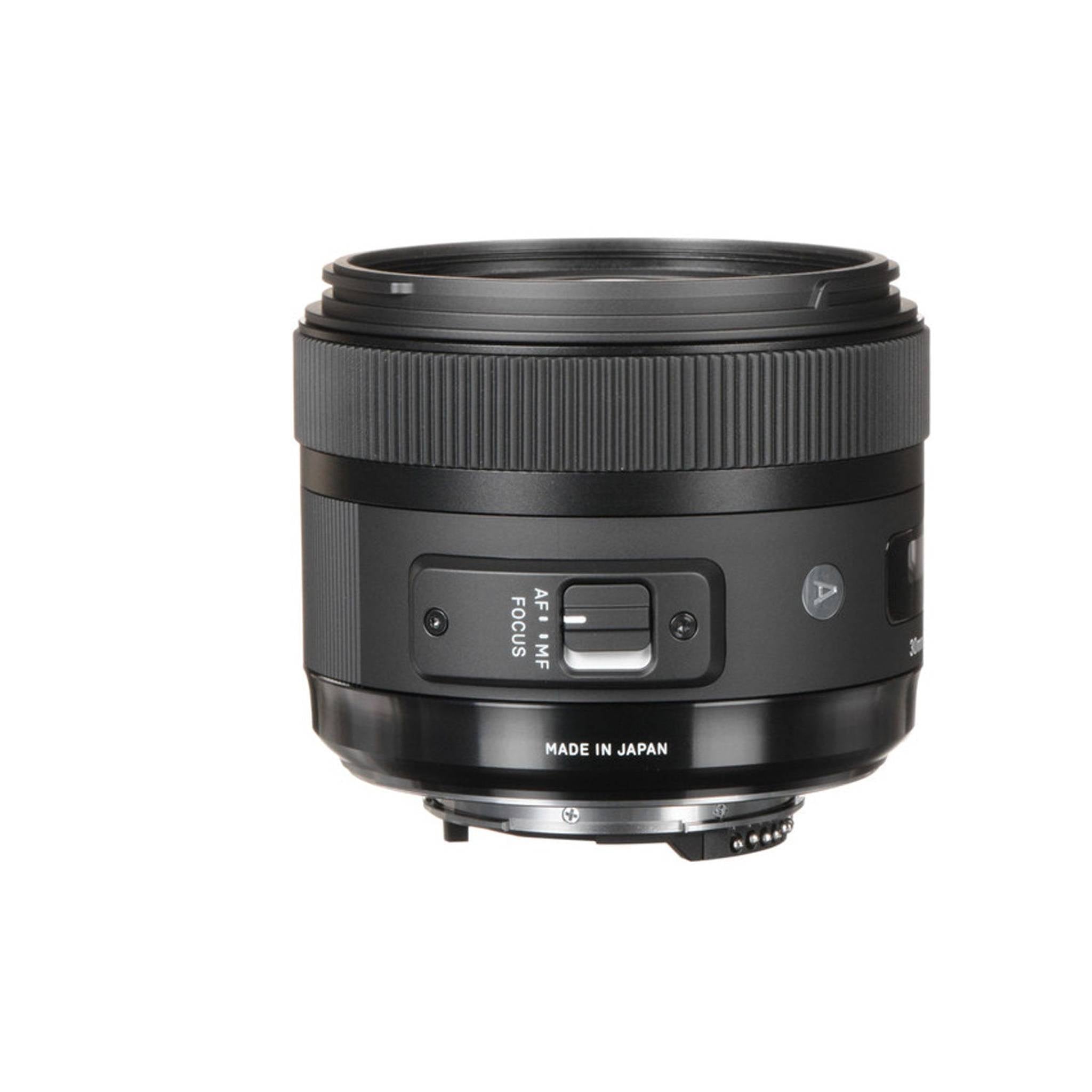 Sigma 30mm f/1.4 DC HSM Art Lens for Nikon F with 64GB Memory Card and UV Filter