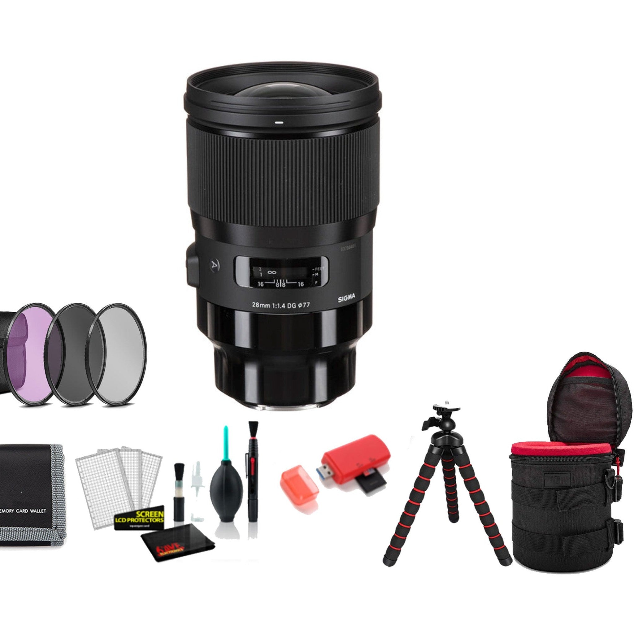 Sigma 28mm f/1.4 DG HSM Art Lens Sony E with 128GB Memory Card and Filter Kit SIGMA