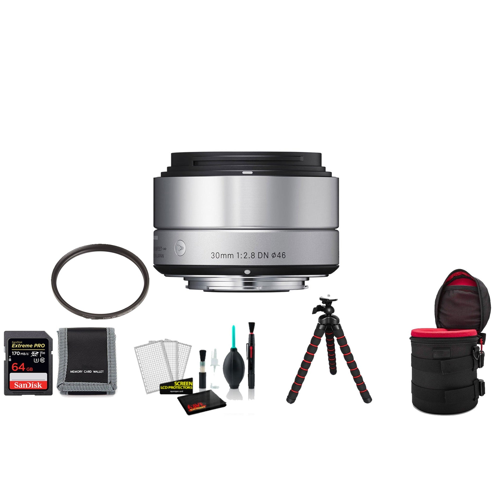 Sigma 30mm f/2.8 DN Art Lens with 64GB Memory Card and UV Filter SIGMA