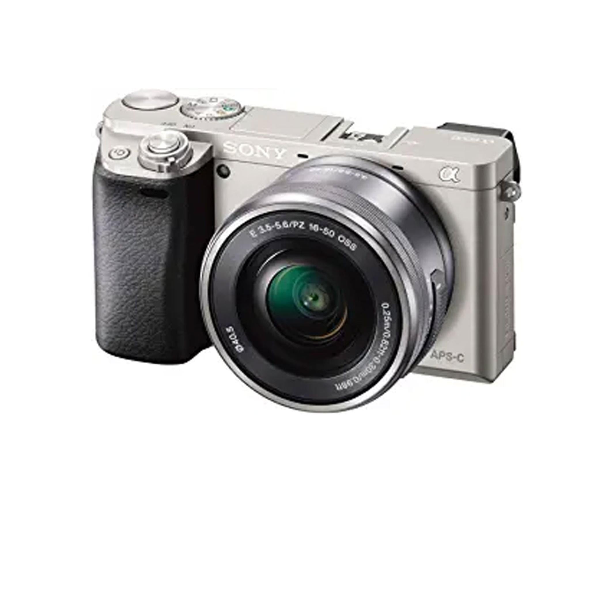 Sony Alpha a6000 Mirrorless Digital Camera with 16-50mm + 55-210mm Lenses SILVER with 2x 64GB Memory Card -International Model Bundle