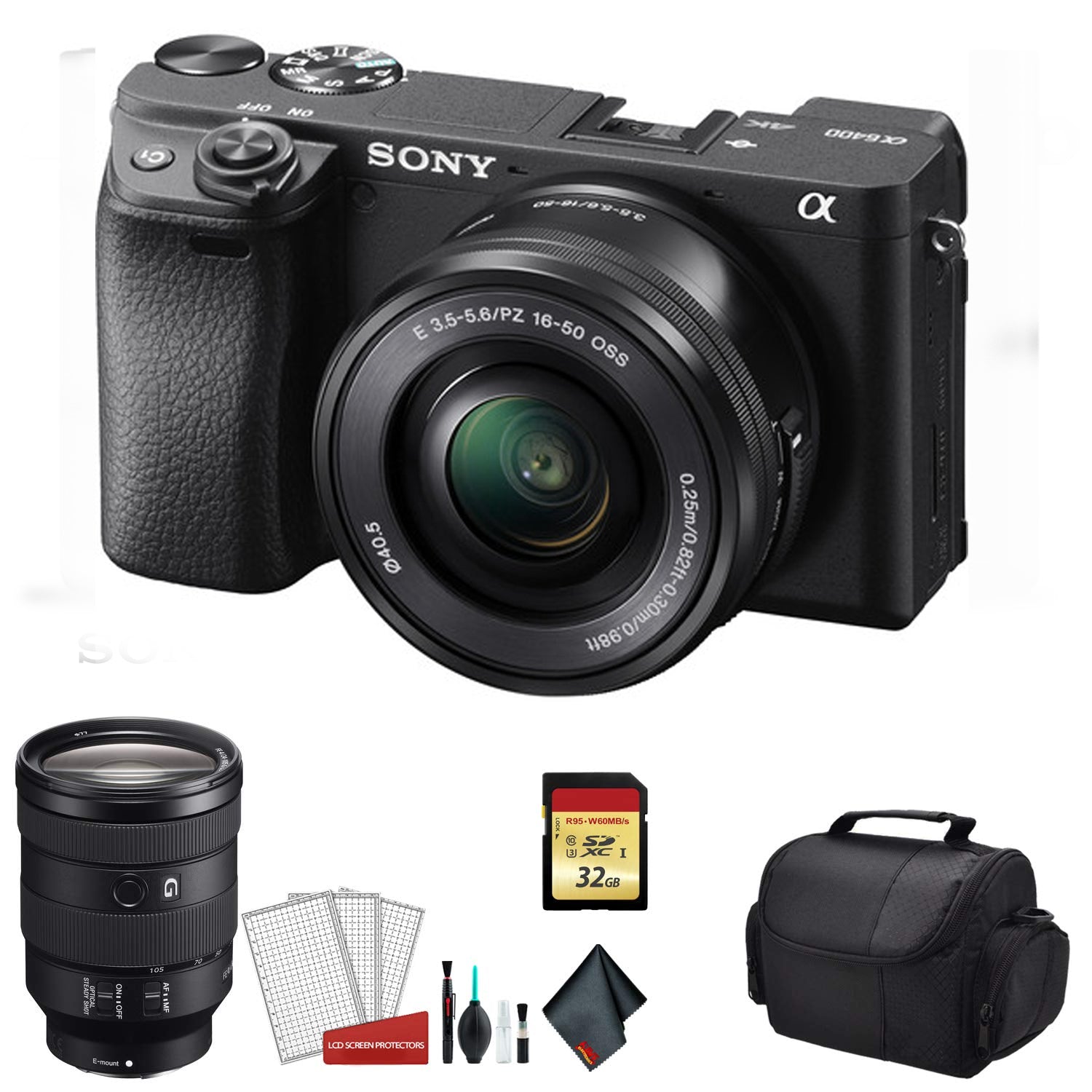 Sony Alpha a6400 Mirrorless Digital Camera with 16-50mm Lens Kit with Sony FE 24-105mm f/4 G OSS Lens Bundle