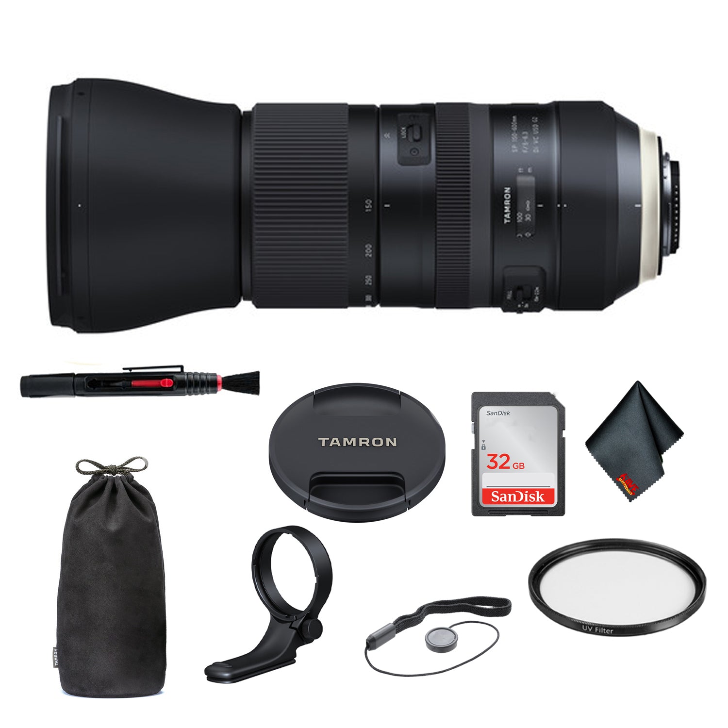 Tamron SP 150-600mm f/5-6.3 Di VC USD G2 for Canon EF International Model - Bundle with 95mm UV Filter + 32 GB Memory Ca