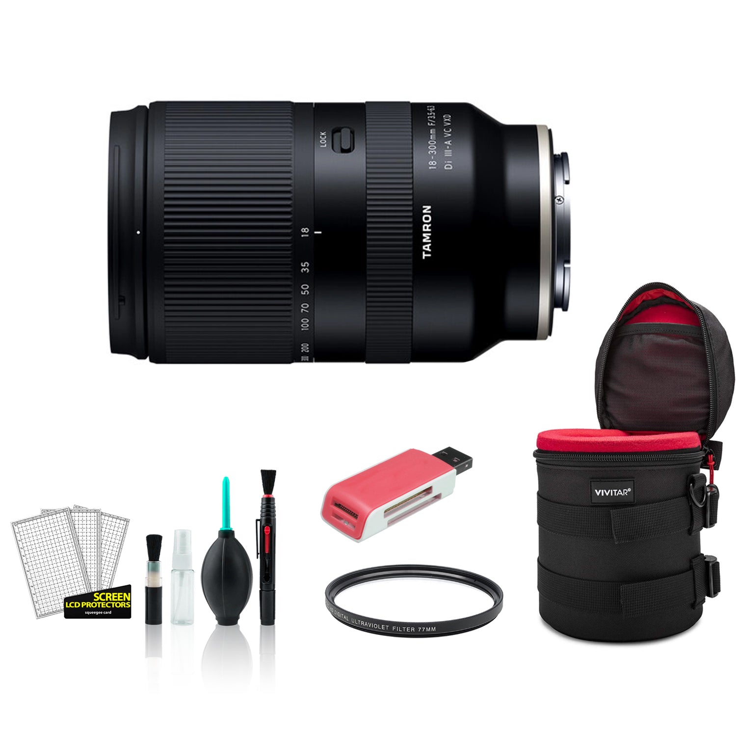 Tamron 18-300mm f/3.5-6.3 Di III-A VC VXD Lens for Sony E - Kit with Lens Case