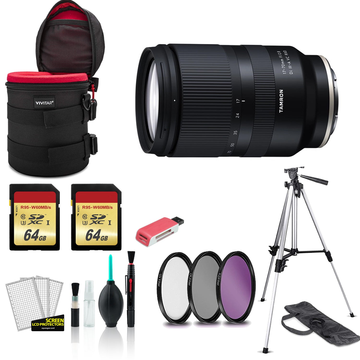 Tamron 18-300mm Lens for Sony E - Kit with Tripod, 2x 64GB Memory Card + More