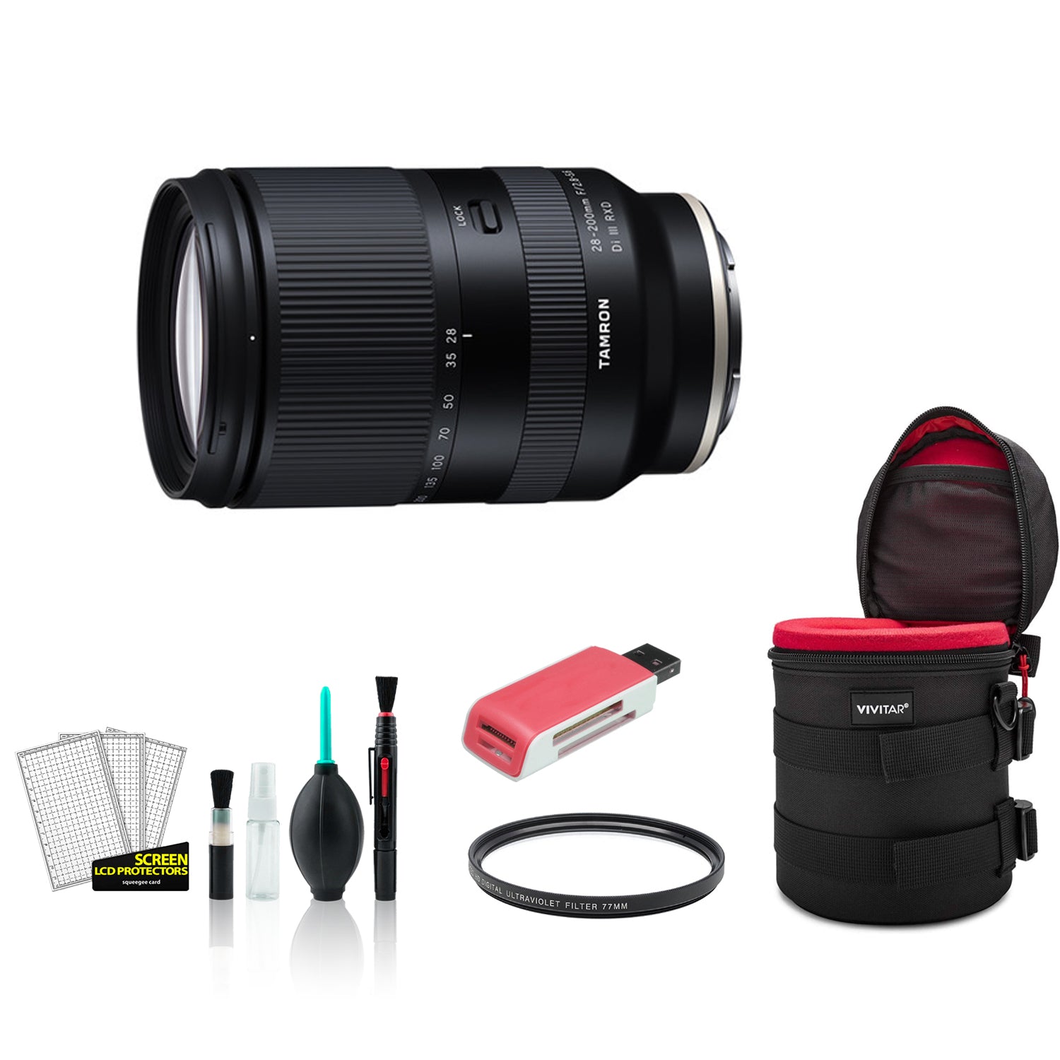 Tamron 28-200mm for Sony E f/2.8-5.6 Di III RXD Lens with UV Filter (International Model) Bundle