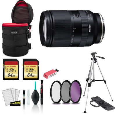 Tamron 28-200mm for Sony E f/2.8-5.6 Di III RXD Lens with 2x 64GB Memory Card + Tripod International Model Bundle