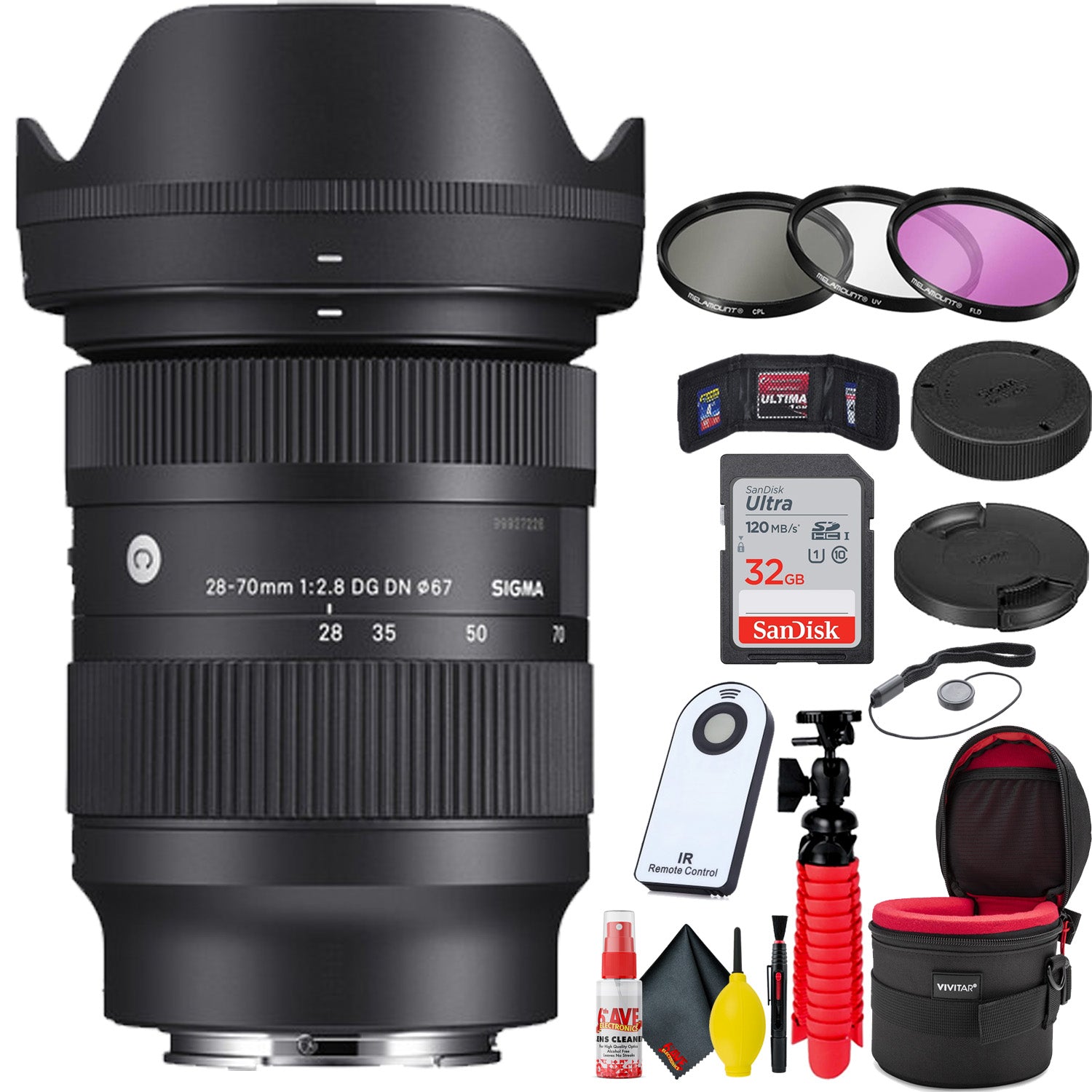 Sigma 28-70mm f/2.8 DG DN Contemporary Lens for Sony E + 32GB SD Card Bundle