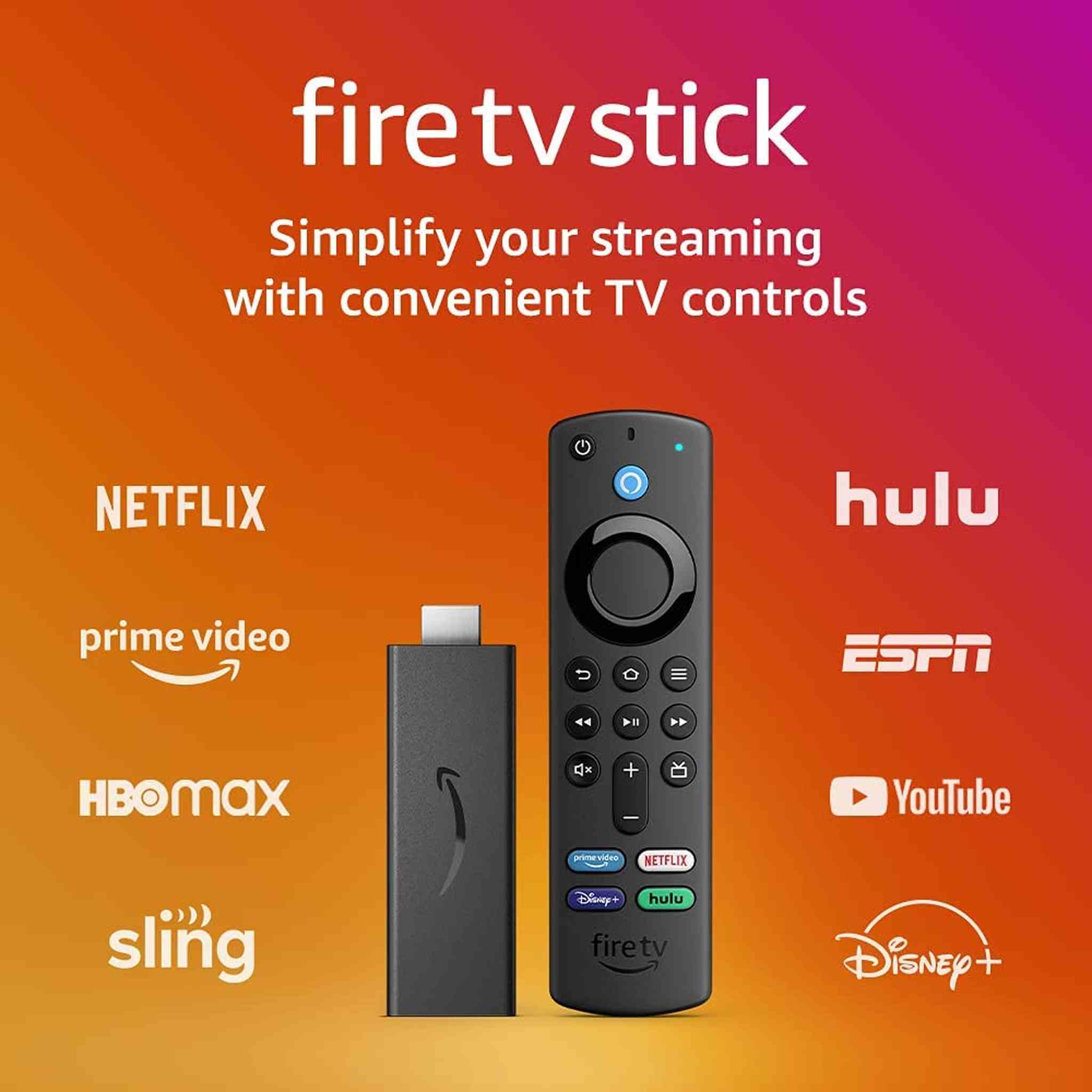 Amazon Fire TV Stick 2021 + Smart Plug + Cat5 Cable + Batteries 6th Ave Electronics