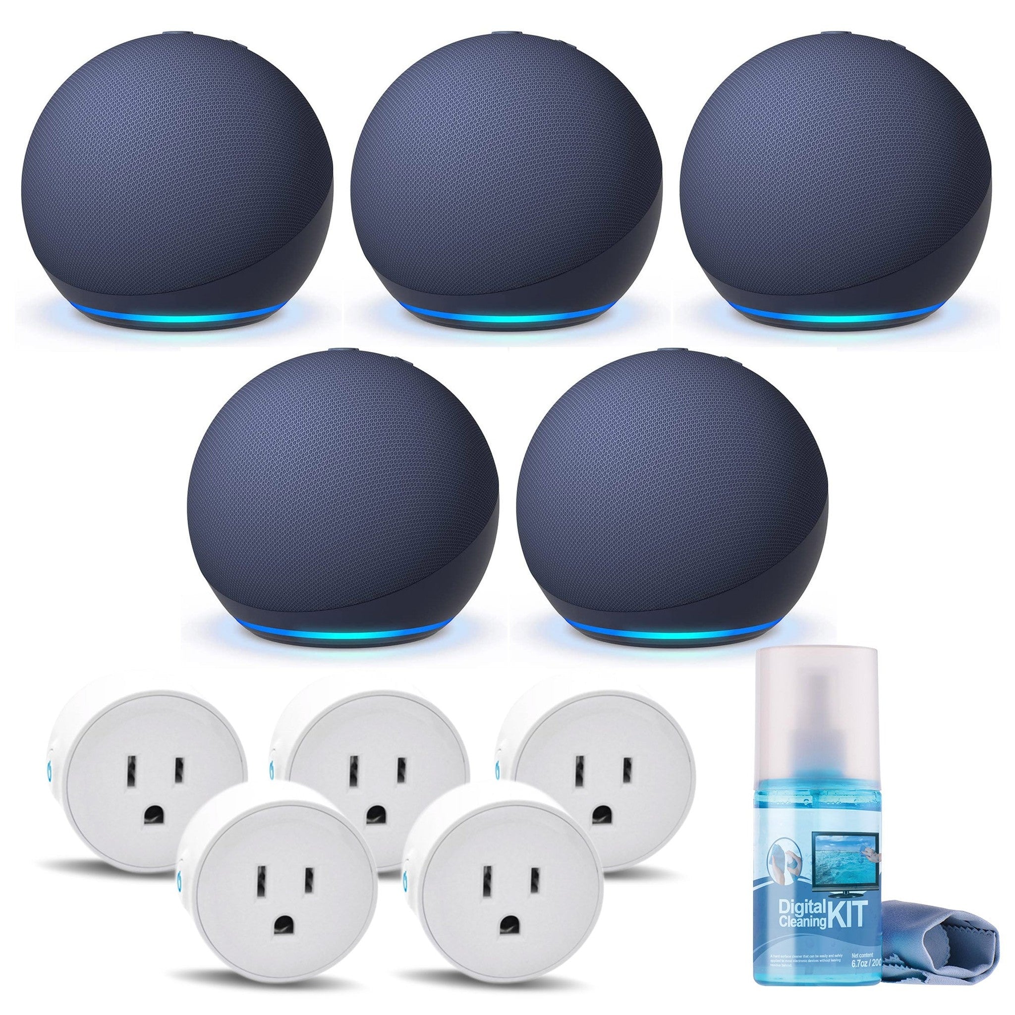 5-Pack Amazon Echo Dot 5th Gen, 2022 Release Deep Sea Blue with accessories 6Ave