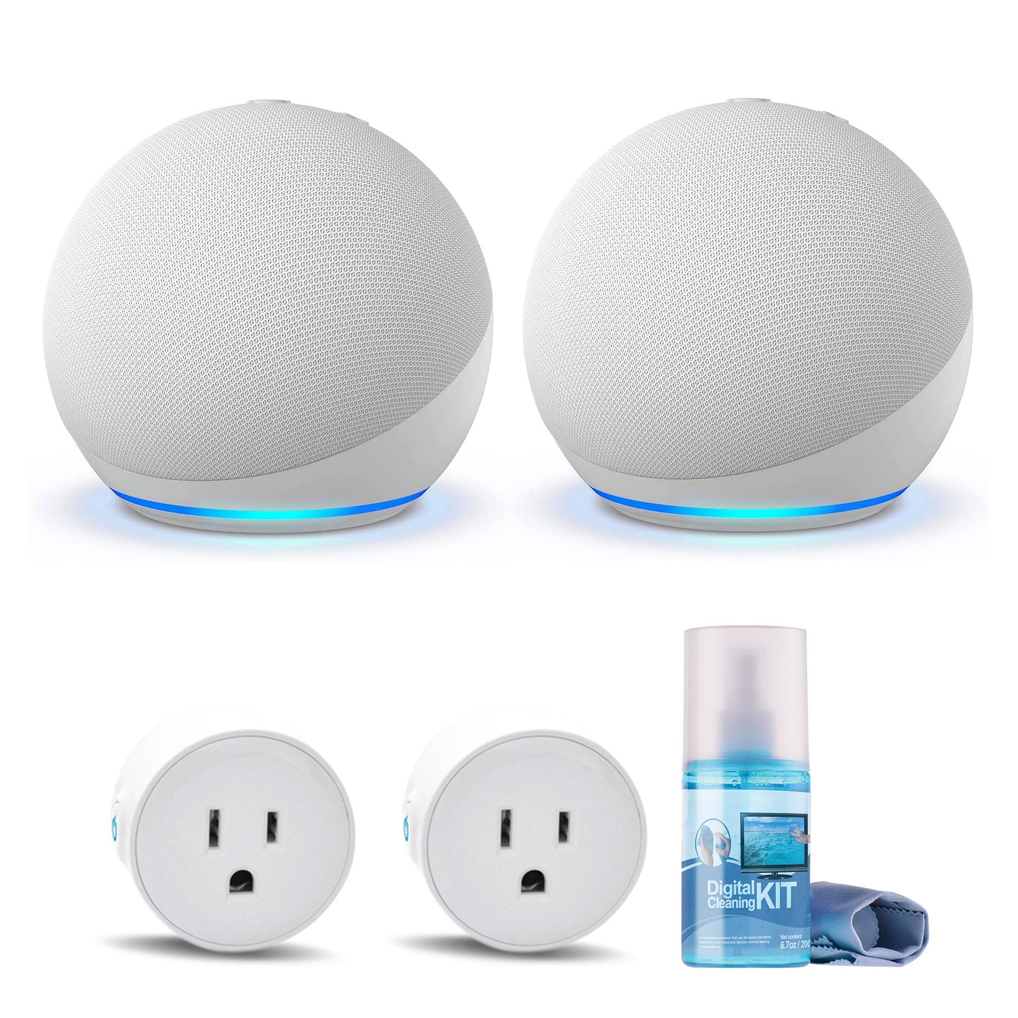 2-Pack Amazon Echo Dot 5th Gen, 2022 Release Glacier White with accessories