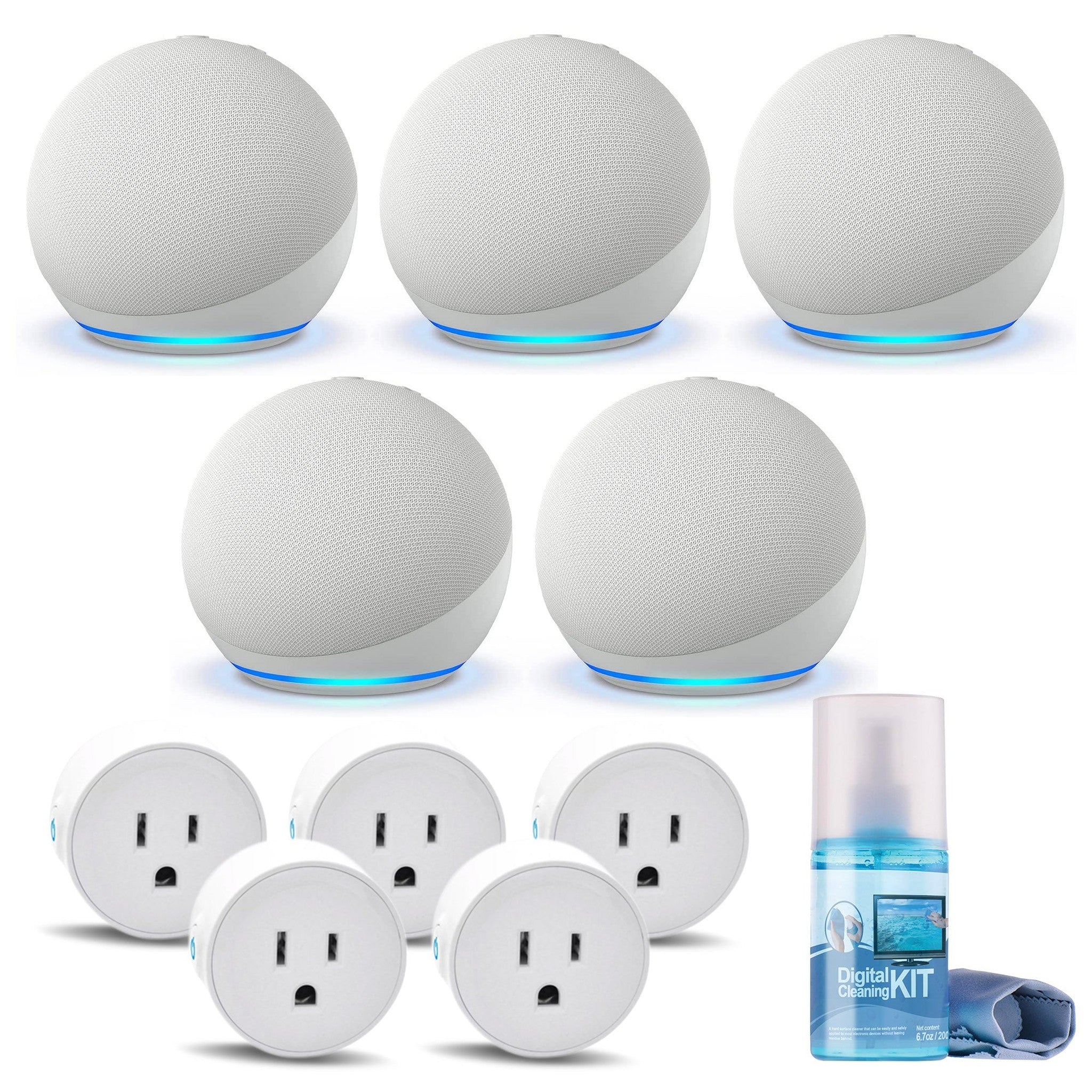 5-Pack Amazon Echo Dot 5th Gen, 2022 Release Glacier White with accessories 6Ave