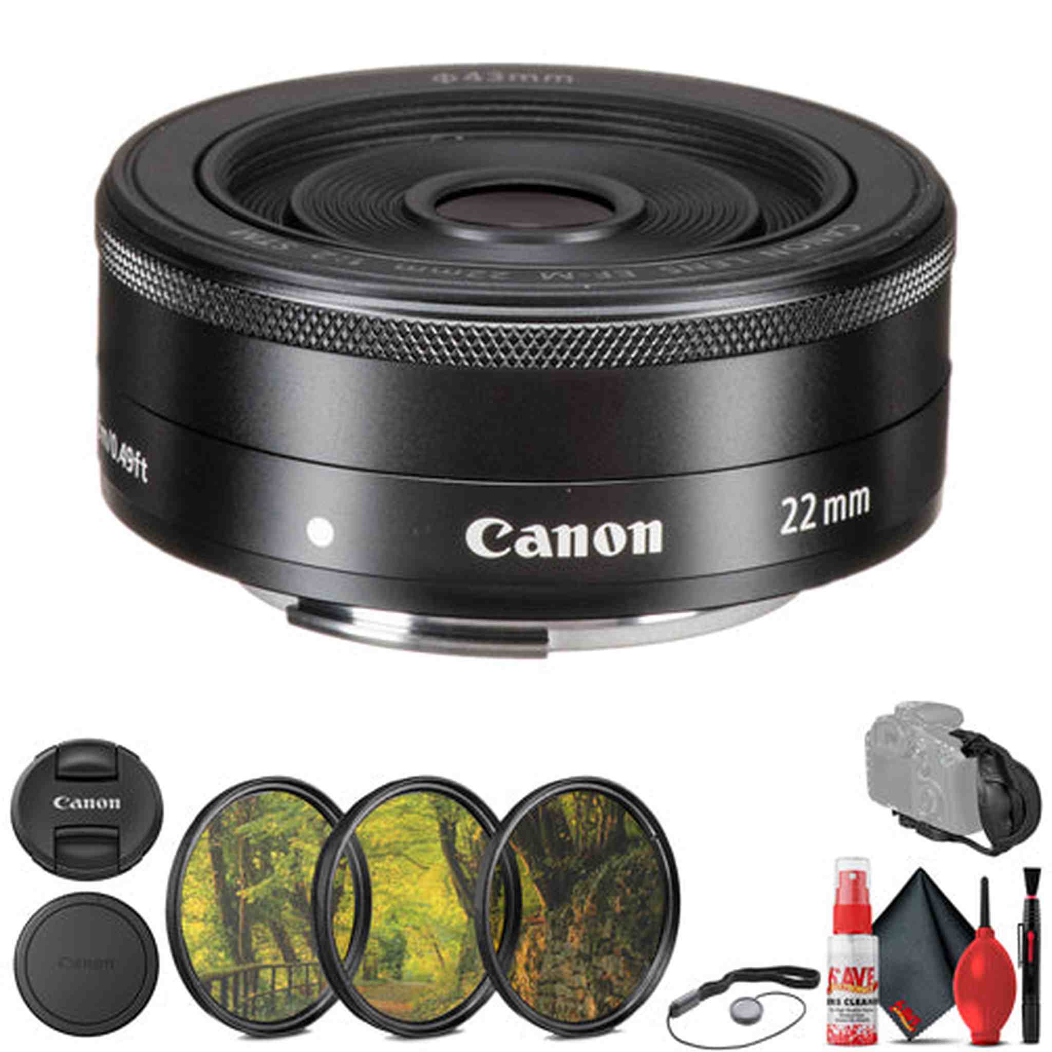 Canon EF -M 22mm f/2 STM Lens with 3-Piece Filter Kit & More 5985B002 Canon