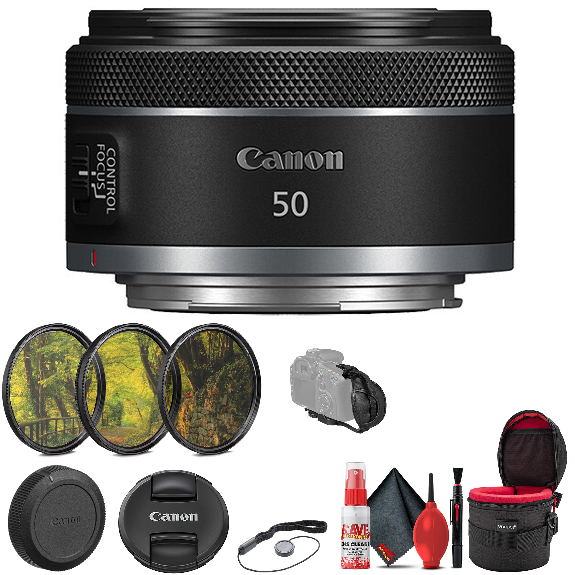 Canon RF 50mm f/1.8 STM Lens with 3-Piece Filter Kit & More (4515C002)