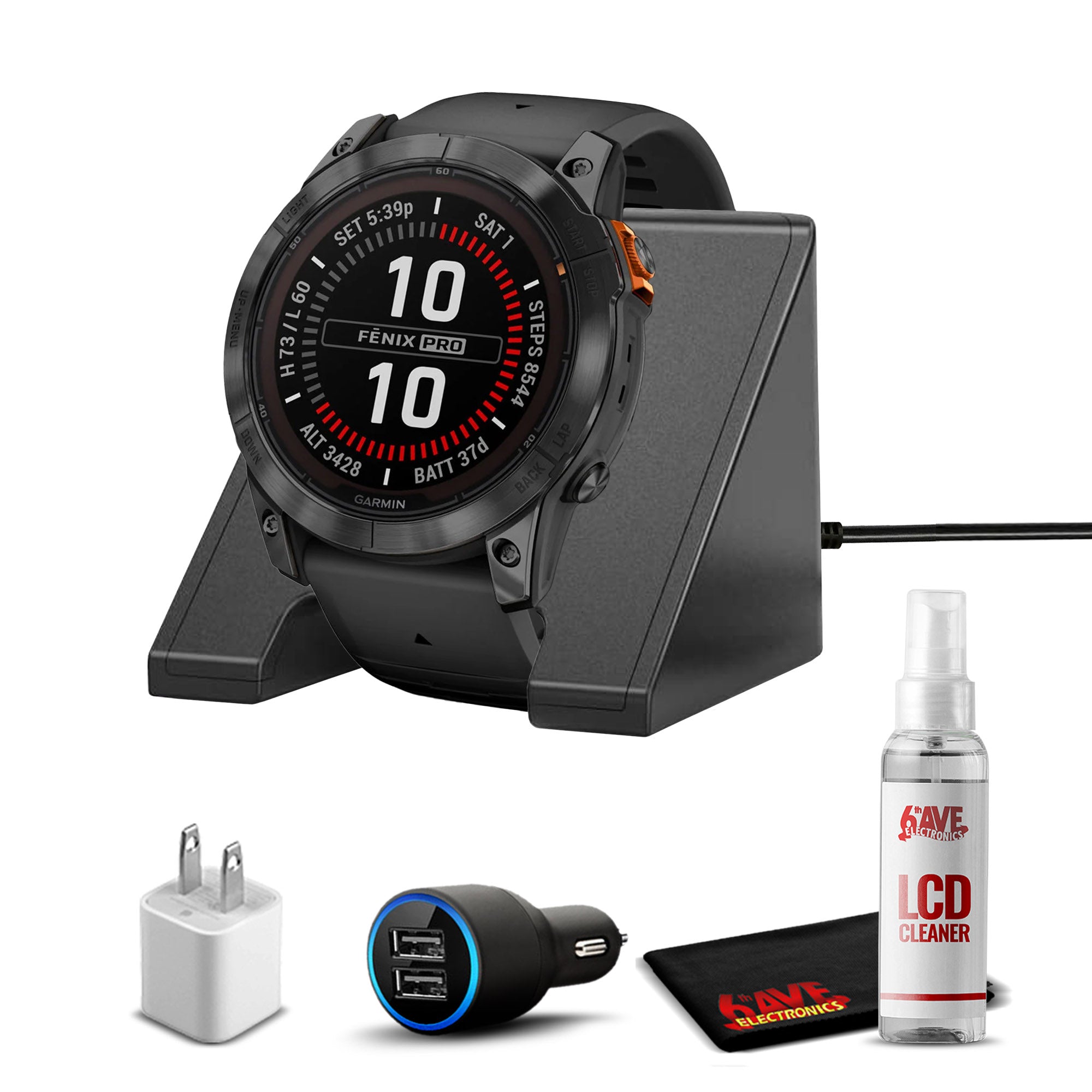 Garmin fenix 7X Pro Solar, Glass, Slate Gray Steel, Black with Accessories