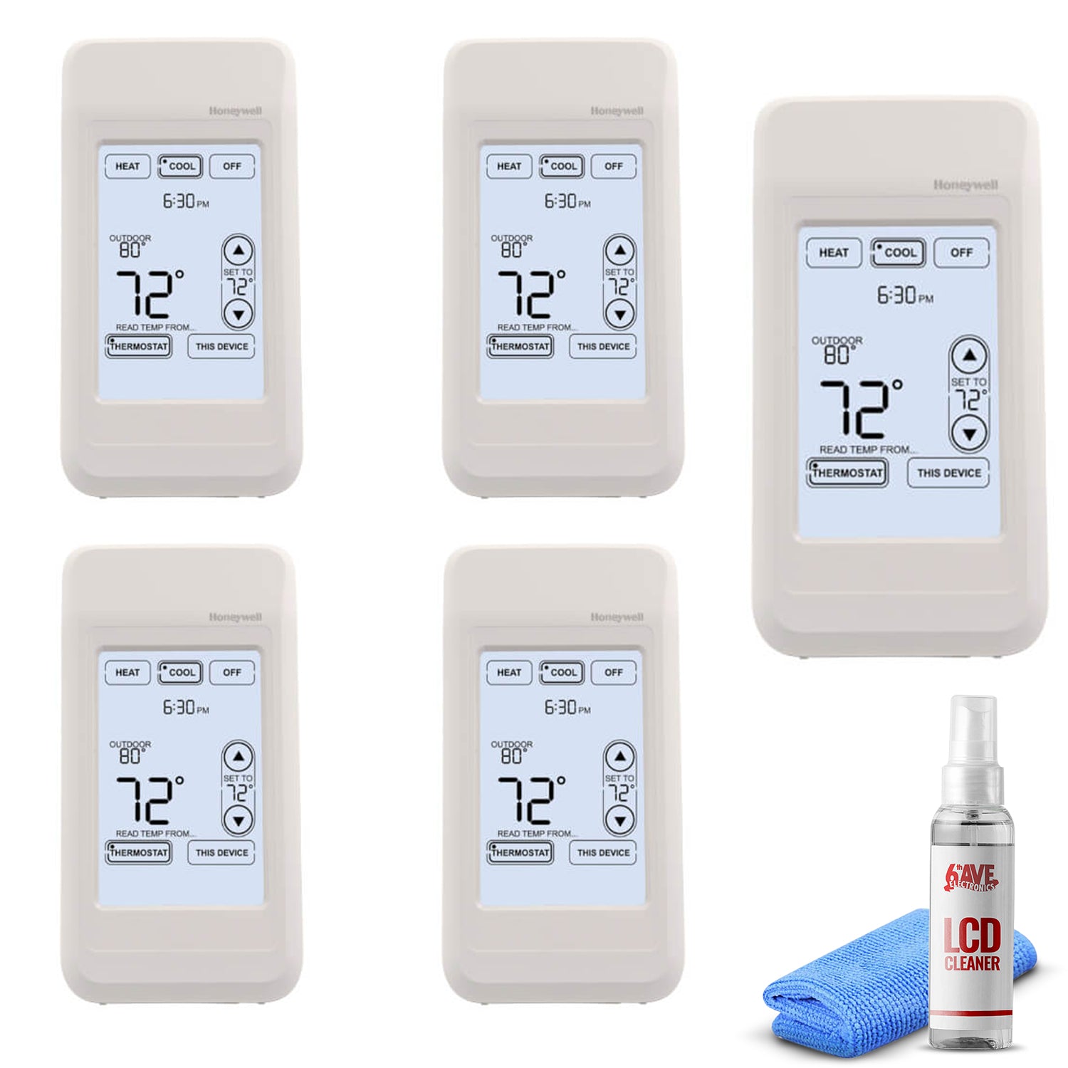 5-Pack Honeywell REM5000R1001 Portable Comfort Control + LCD Cleaner