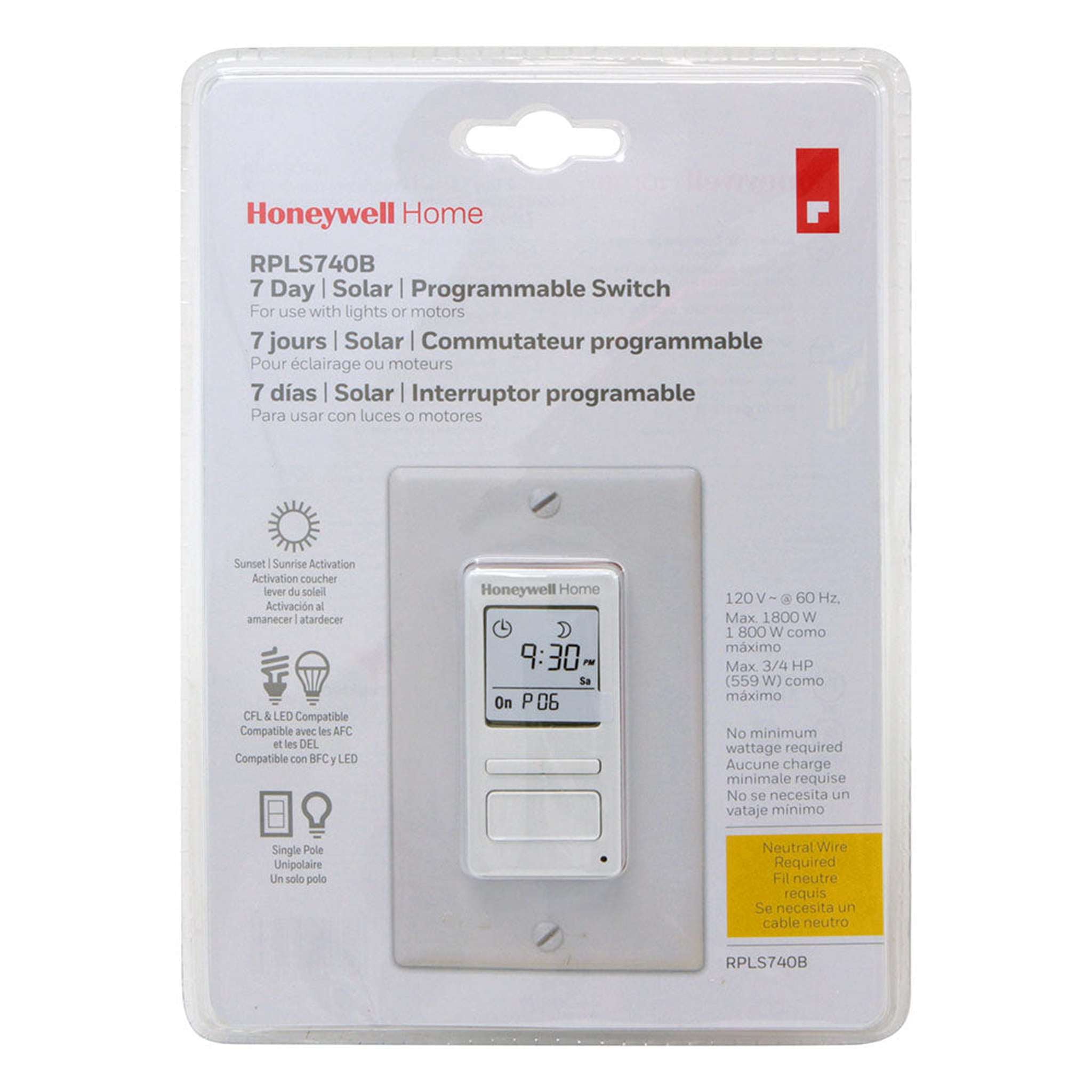 Honeywell Home 7-Day Programmable Light Switch Timer -White + LCD Cleaner