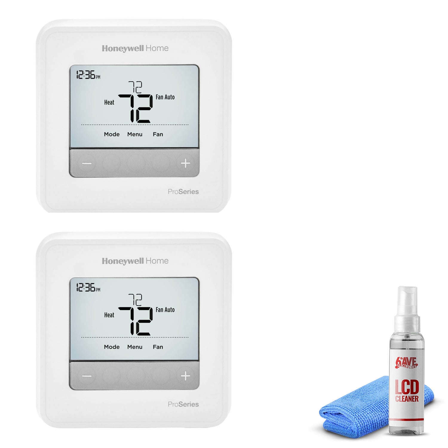 2-Pack Honeywell T4 Pro Series Programmable Thermostat TH4110U2005 + LCD Cleaner Bundle