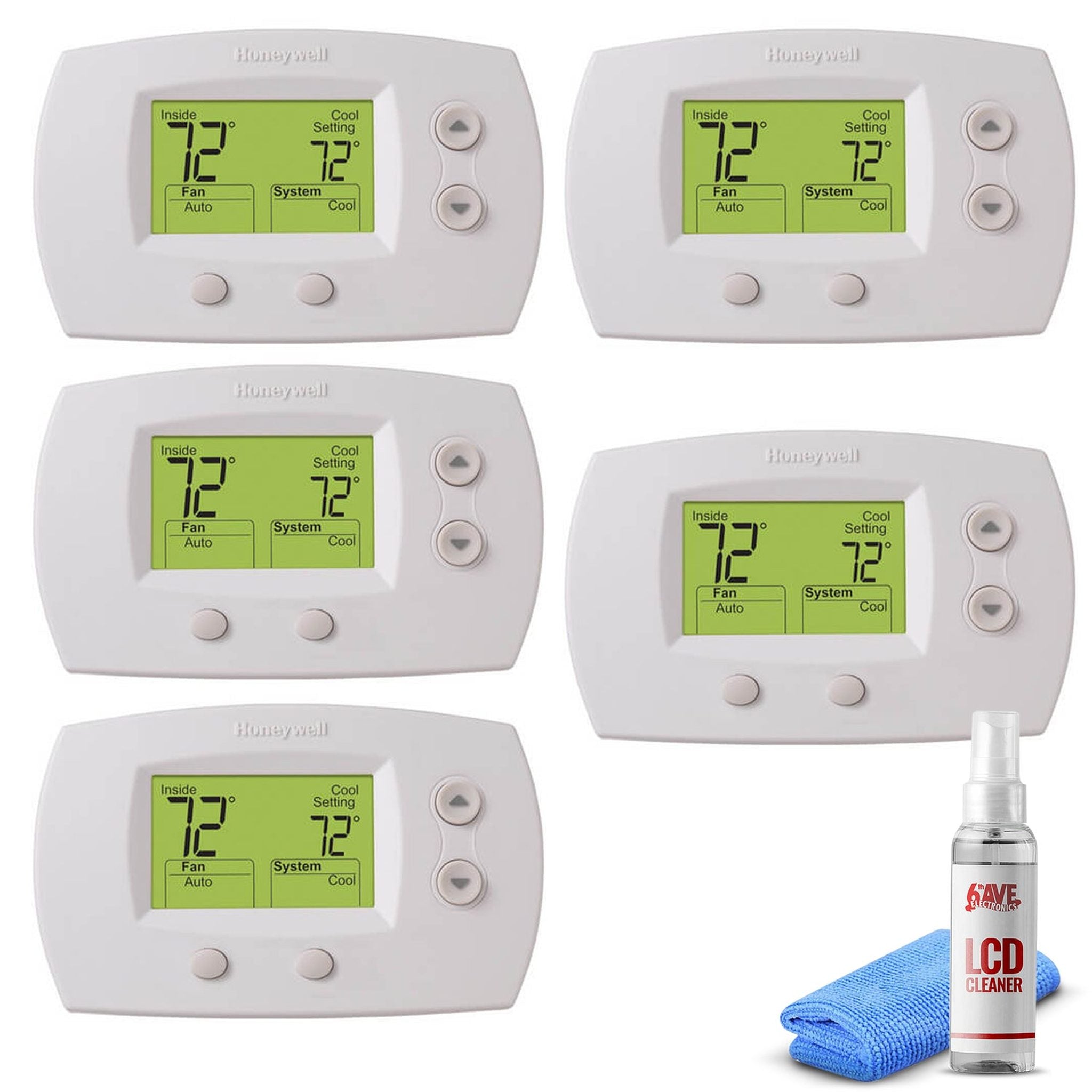 5-Pack Honeywell TH5220D1029 Focuspro 5000 Non-Programmable Thermostat