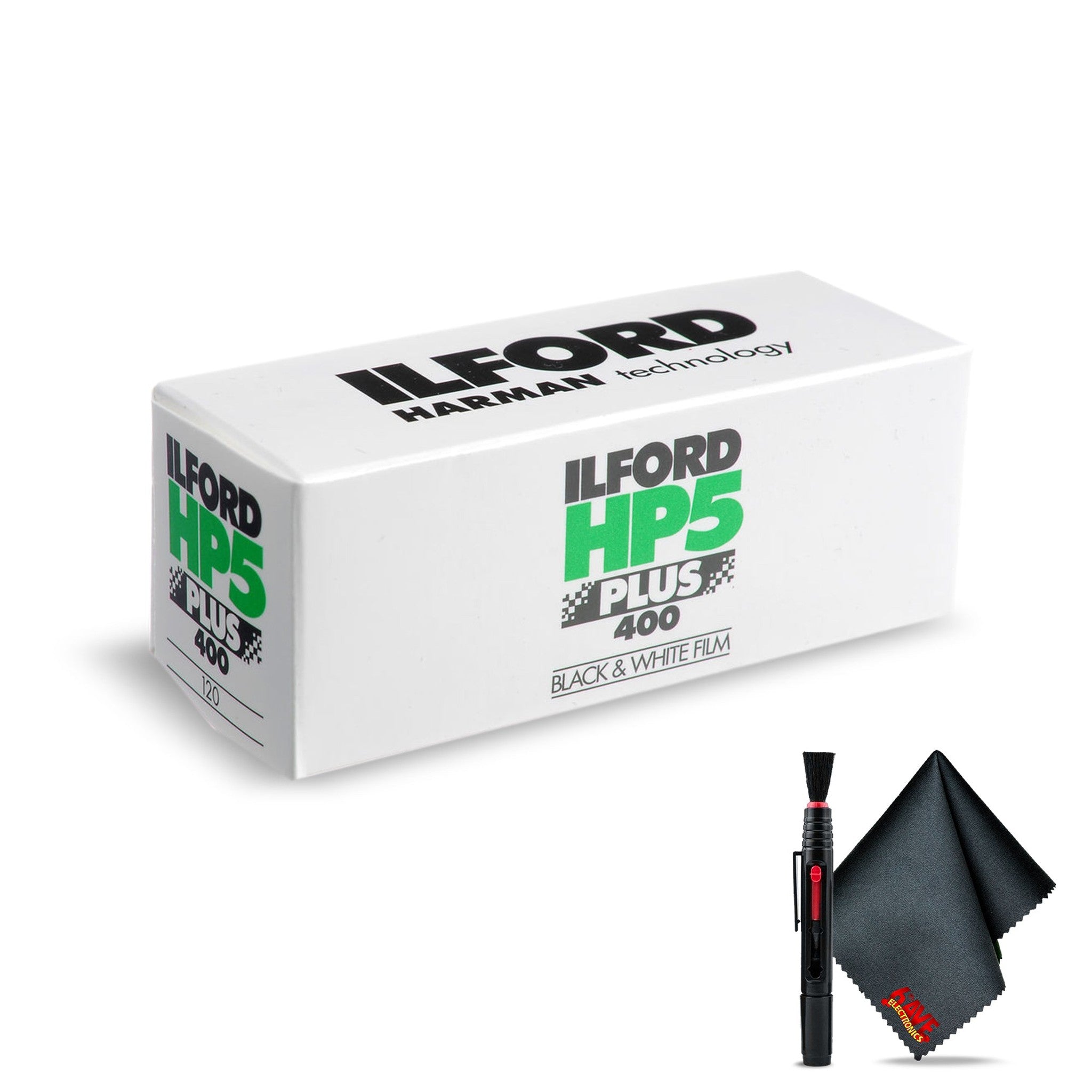 Ilford HP5 Plus B&W Negative Film ISO 400 120 Roll Film + Cleaning Kit Ilford