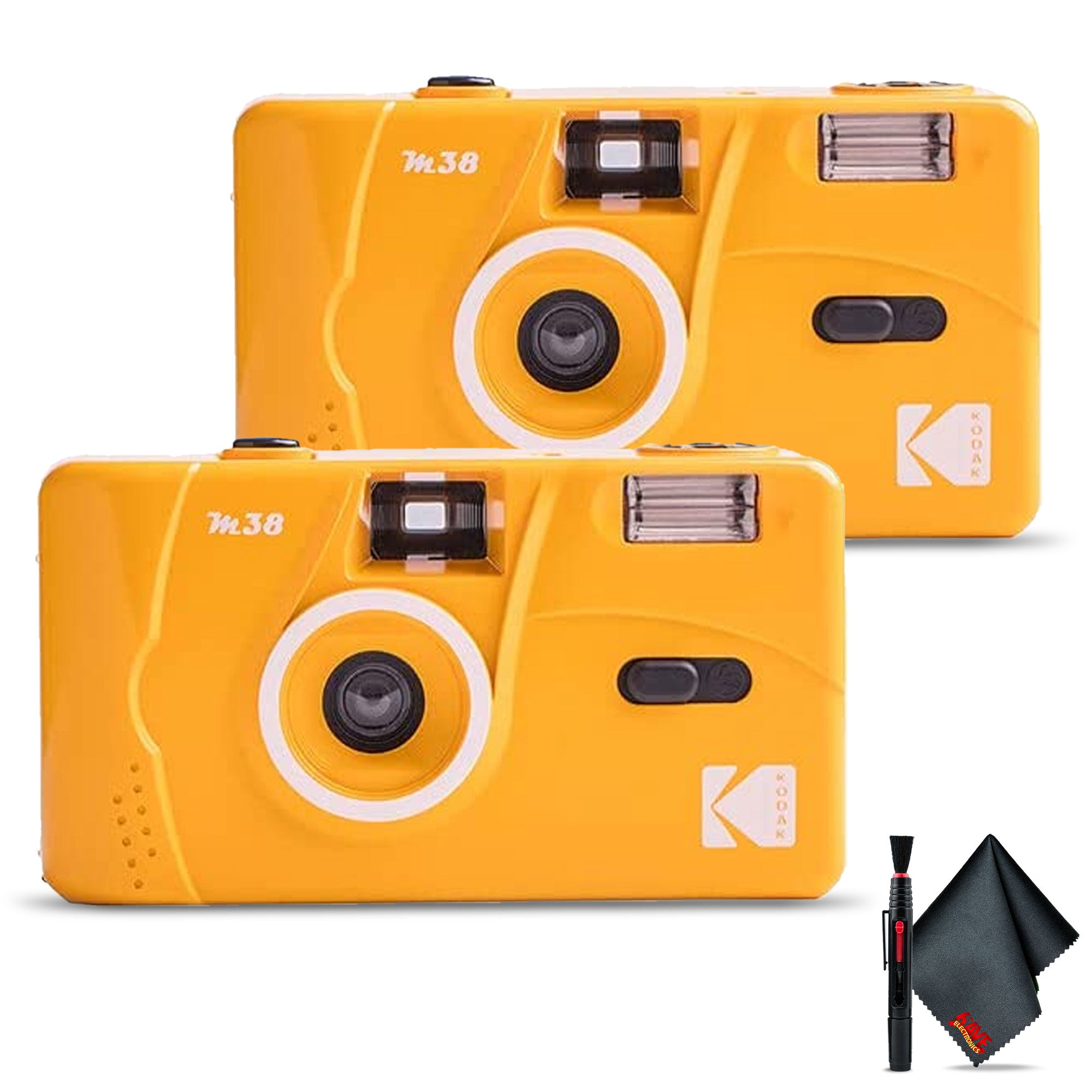 2-Pack Kodak M38 35mm Film Camera - Yellow with 6Ave Cleaning Kit