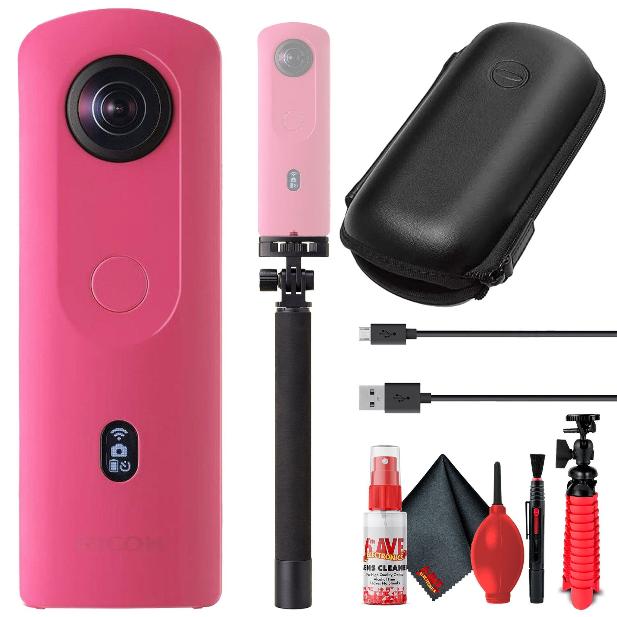 Ricoh Theta SC2 4K 360 Spherical Camera Pink with Accessory Kit Ricoh