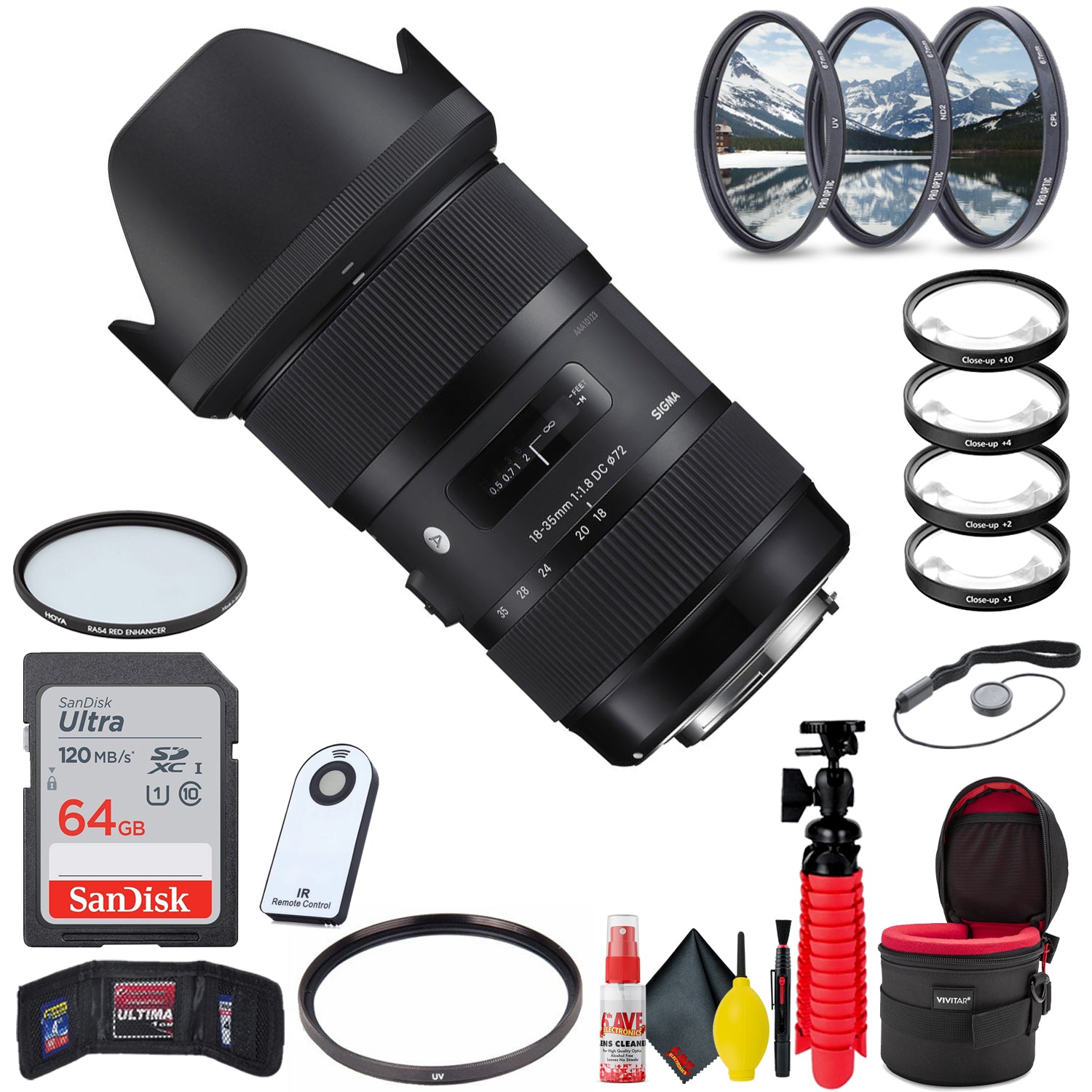 Sigma 18-35mm f/1.8 DC HSM Art Lens for Nikon F (Deluxe Bundle) With Accessories