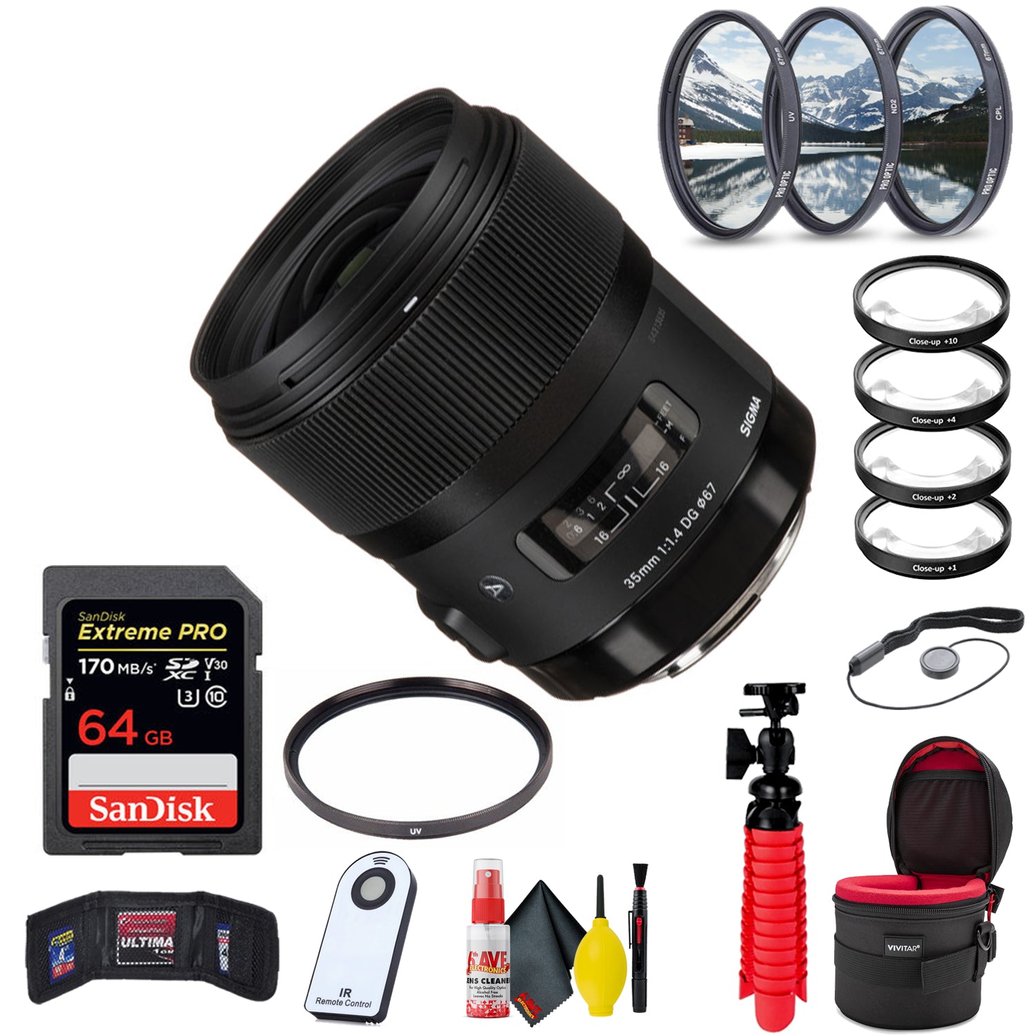 Sigma 35mm f/1.4 DG HSM Art Lens for Canon EF (Extreme Bundle) With Accessories