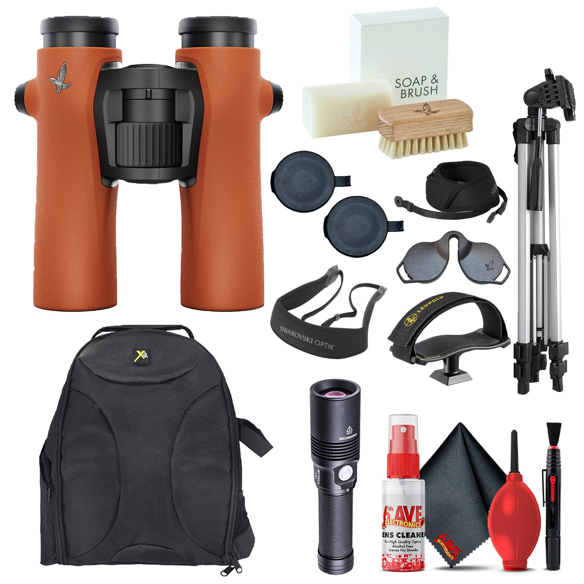 Swarovski 8x32 NL Pure Binoculars Burnt Orange with Deluxe Accessory Kit Swarovski