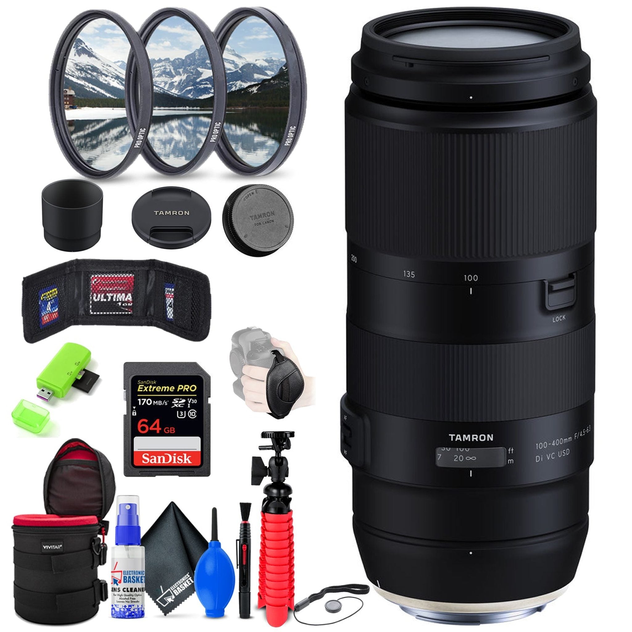 Tamron 100-400mm f/4.5-6.3 Di VC Lens for Canon EF + Accessories INT Model Tamron