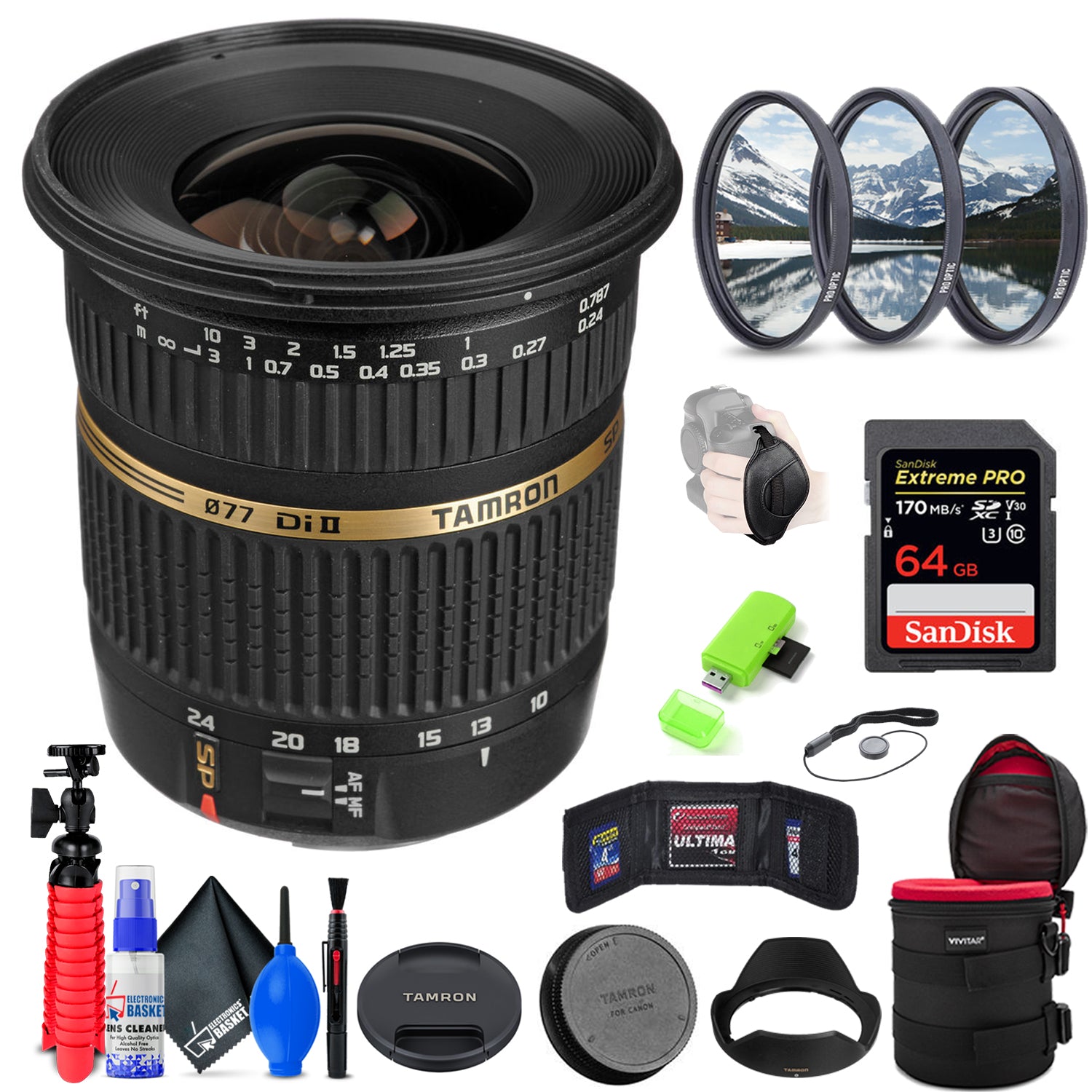 Tamron SP AF 10-24mm f / 3.5-4.5 DI II Lens For Canon + Accessories (INTL Model)
