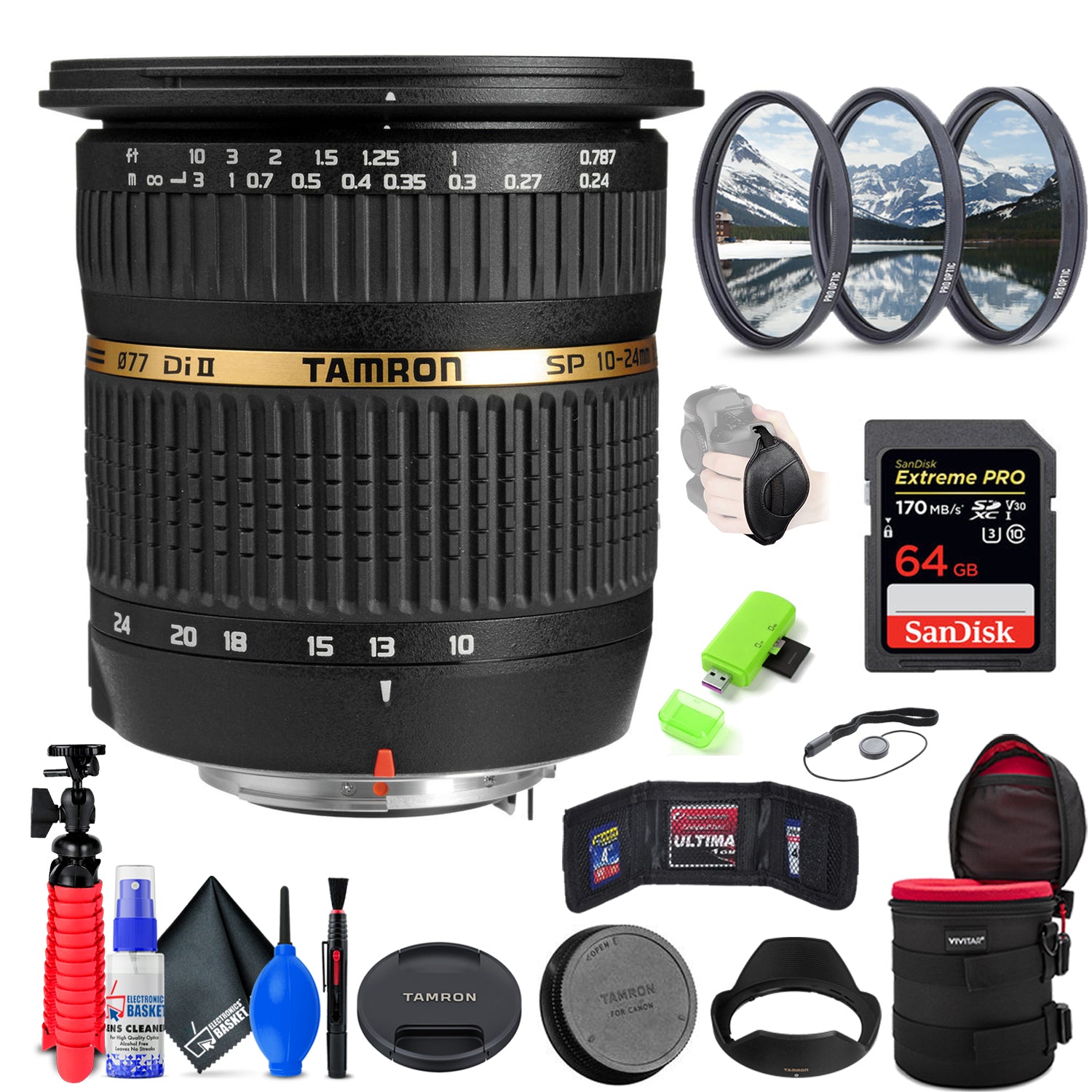 Tamron SP AF 10-24mm f / 3.5-4.5 DI II Lens For Pentax+ Accessories (INT Model)