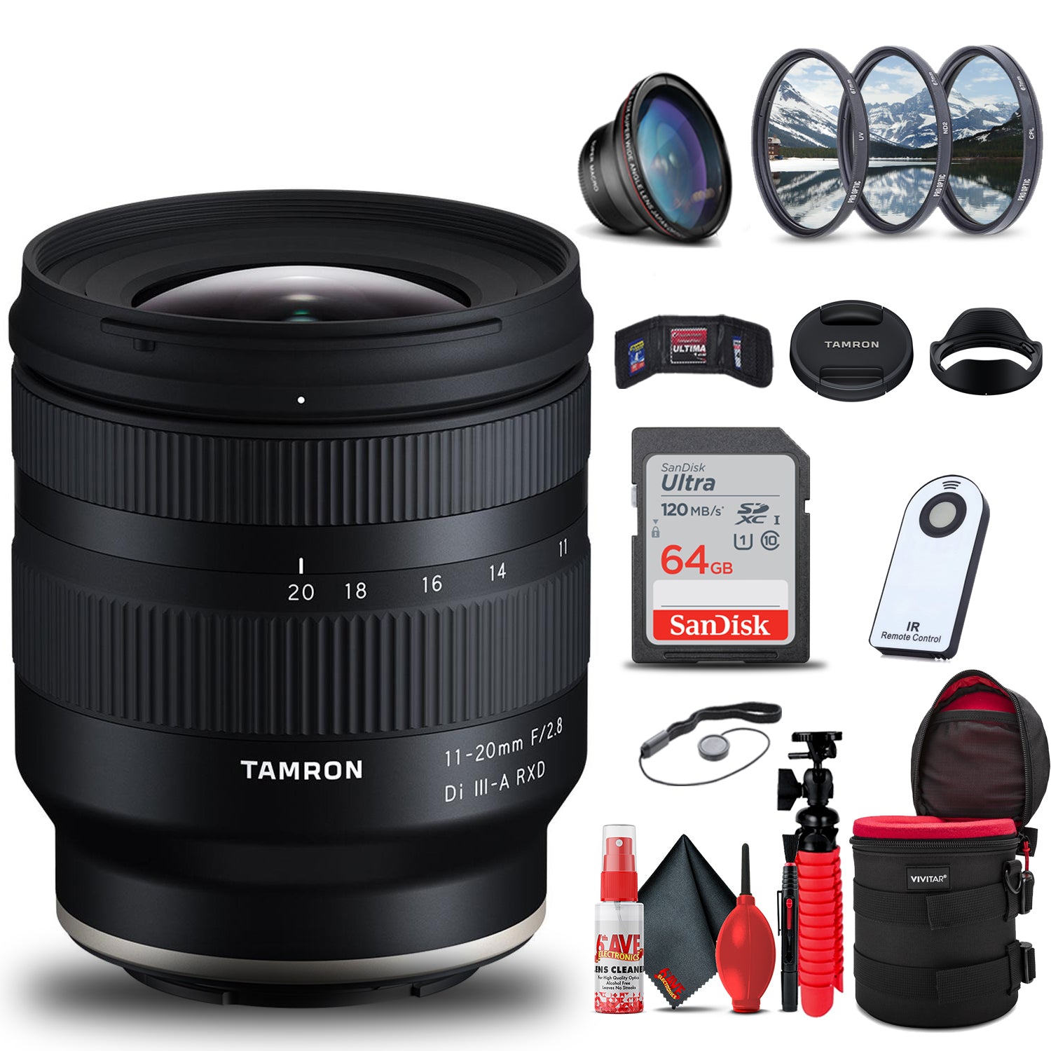 Tamron 11-20mm f/2.8 Di III-A RXD Lens for Sony E + 64GB Accessory Bundle