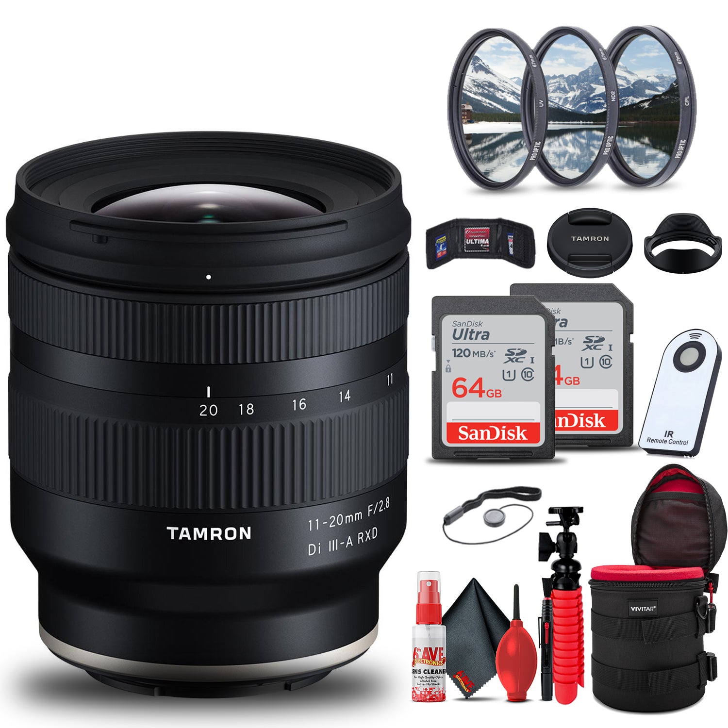 Tamron 11-20mm f/2.8 Di III-A RXD Lens for Sony E + 128GB Accessory Bundle