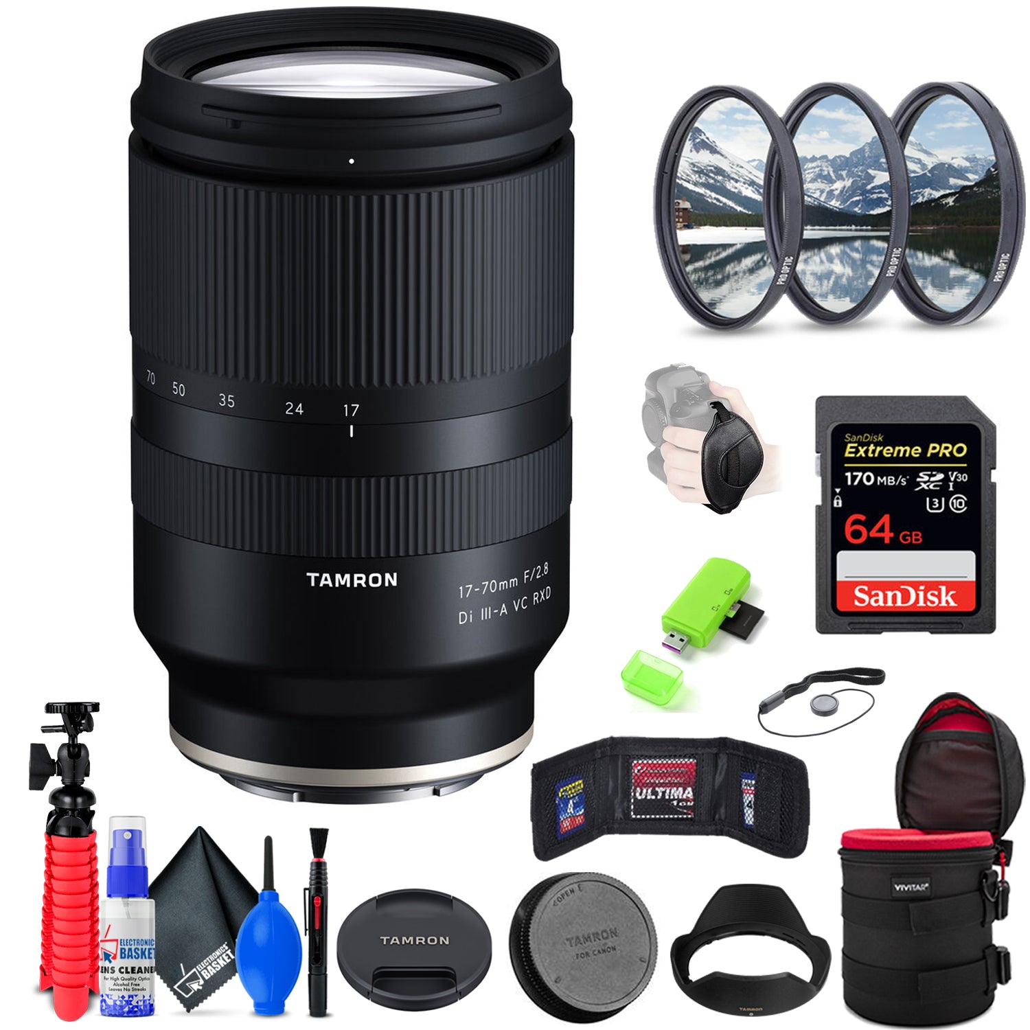 Tamron 17-70mm f/2.8 Di III-A VC RXD Lens for Sony E + Accessories (INTL Model)