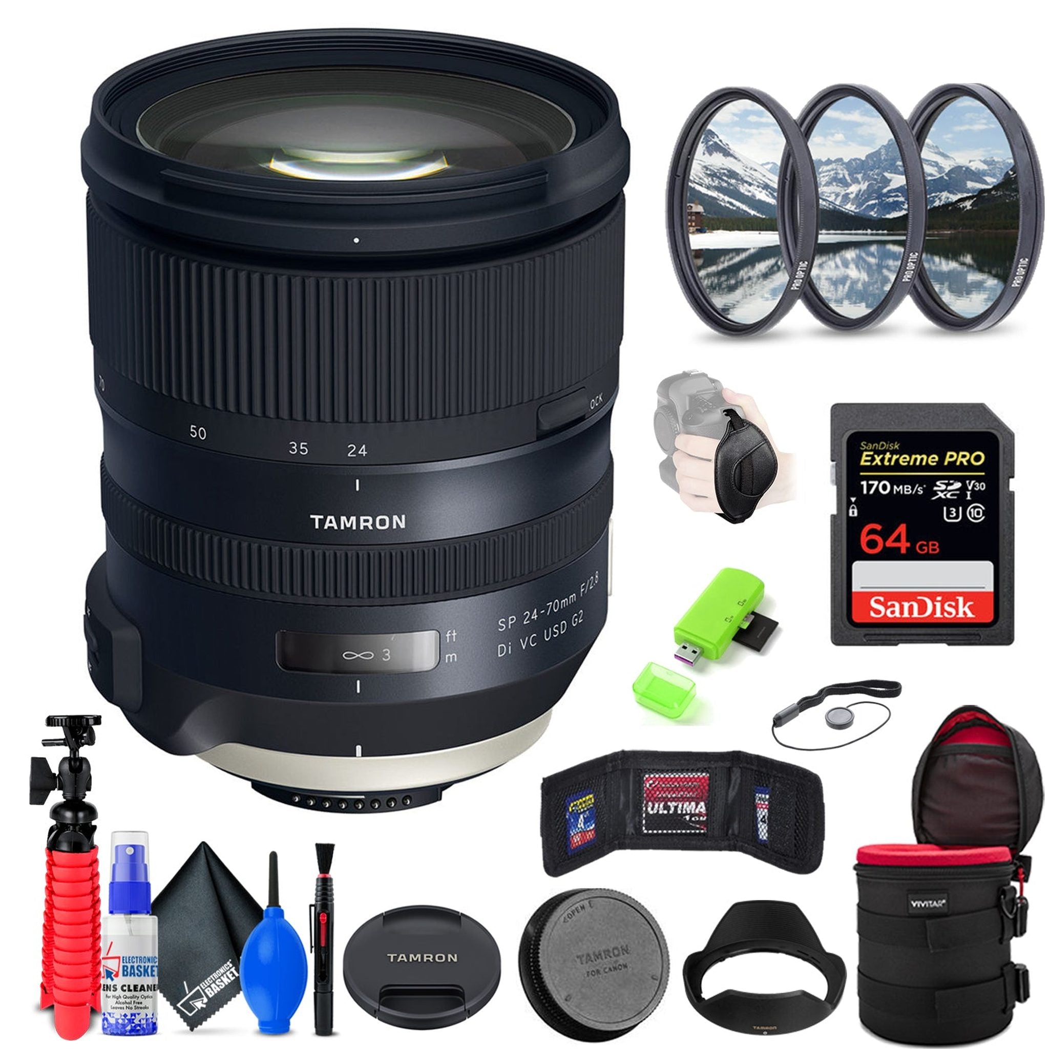 Tamron SP 24-70mm f/2.8 Di VC USD G2 Lens for Nikon F + Accessories (INTL Model)