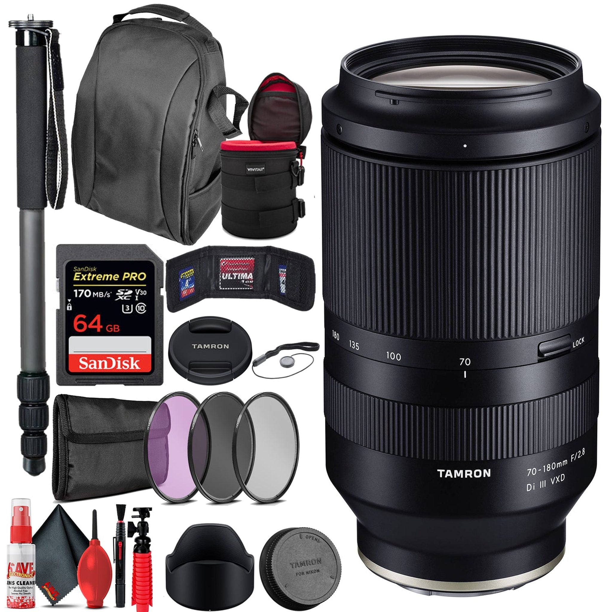 Tamron 70-180mm f/2.8 Di III VXD Lens for Sony E + Travel Bundle Tamron