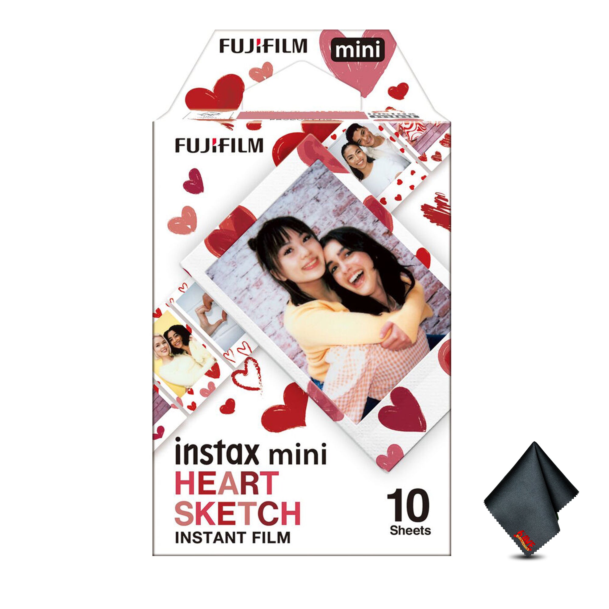FUJIFILM INSTAX MINI Heart Sketch Instant Film 10 Exposures Bundle