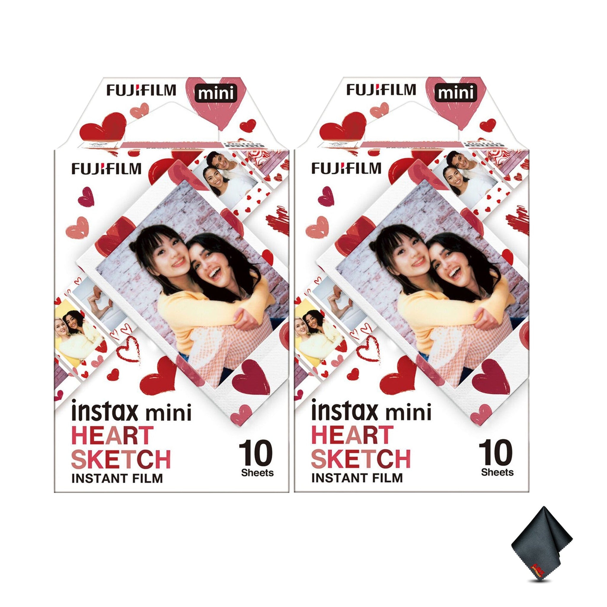 FUJIFILM INSTAX MINI Heart Sketch Instant Film 20 Exposures Bundle