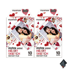 FUJIFILM INSTAX MINI Heart Sketch Instant Film 20 Exposures Bundle