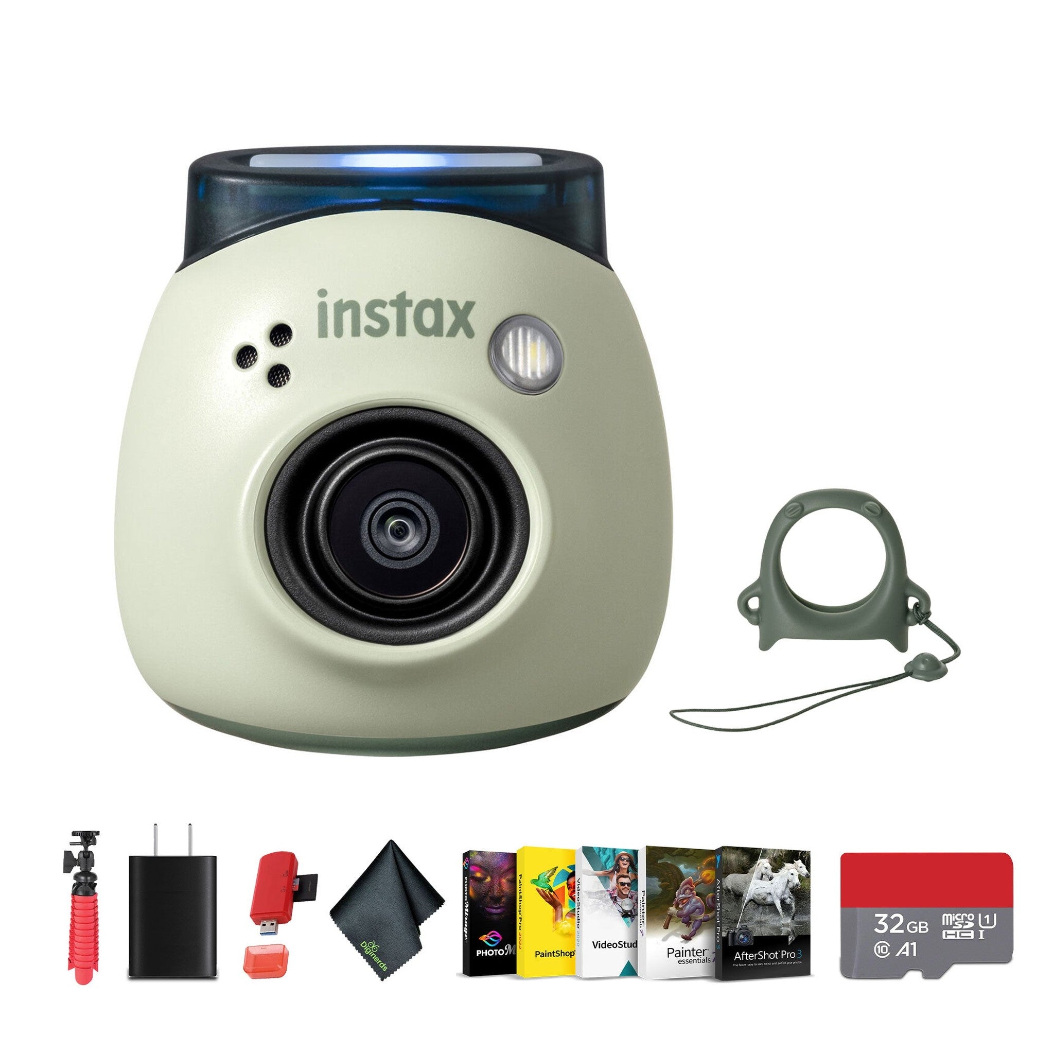 FUJIFILM INSTAX Digital Camera PistachioGreen , Memory Card Wallet, Memory Card