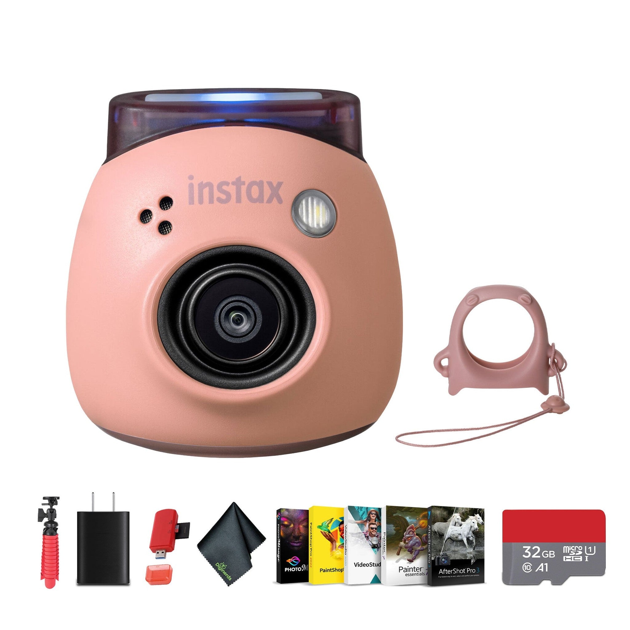 FUJIFILM INSTAX PAL Digital Camera PowderPink , Memory Card Wallet, Memory Card
