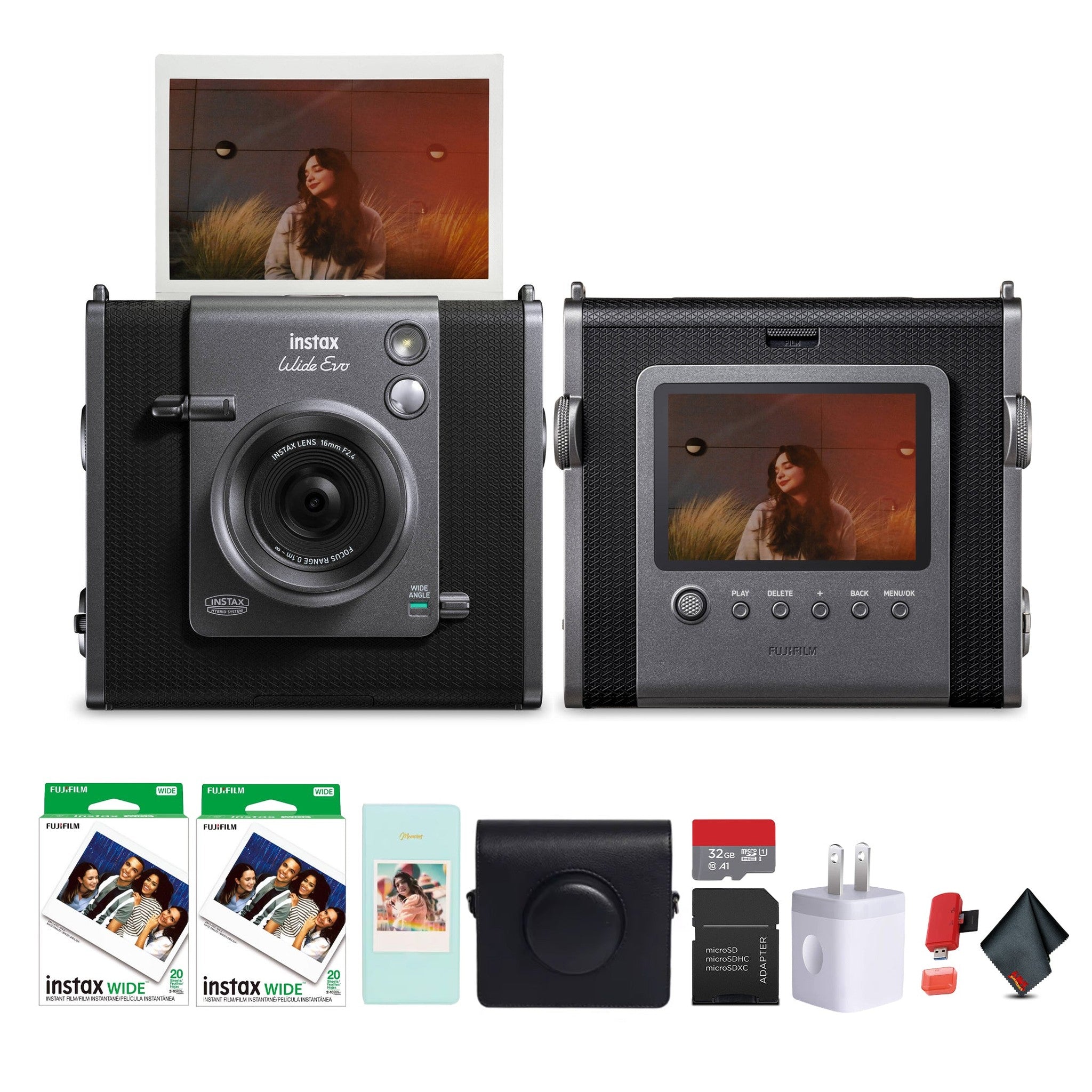 FUJIFILM INSTAX WIDE EVO Hybrid Instant Film Camera, Pack of 2 instax Film