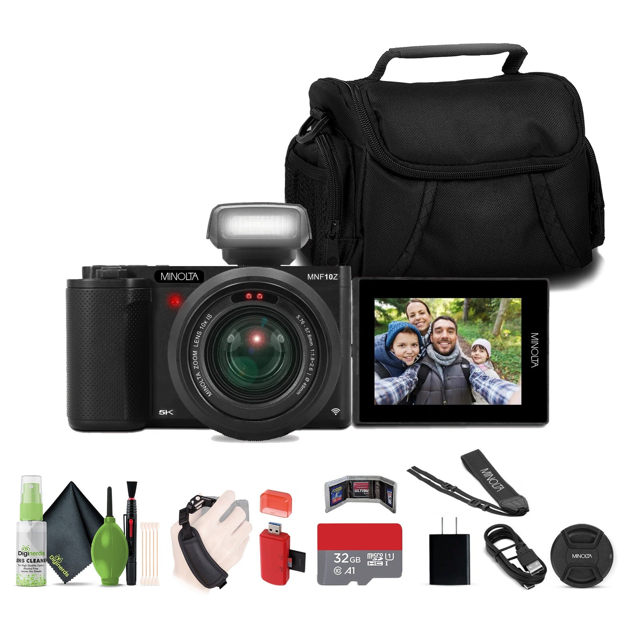 Minolta 72MP Camera w/10x Optical Zoom, Black