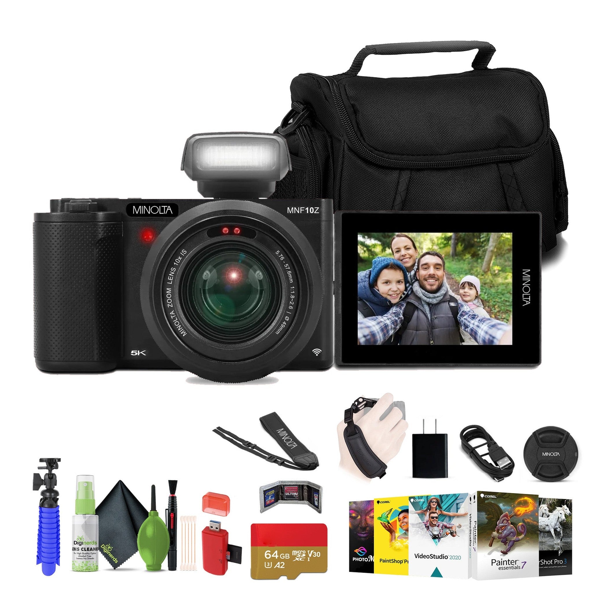 Minolta 72MP Camera w/10x Optical Zoom, Black