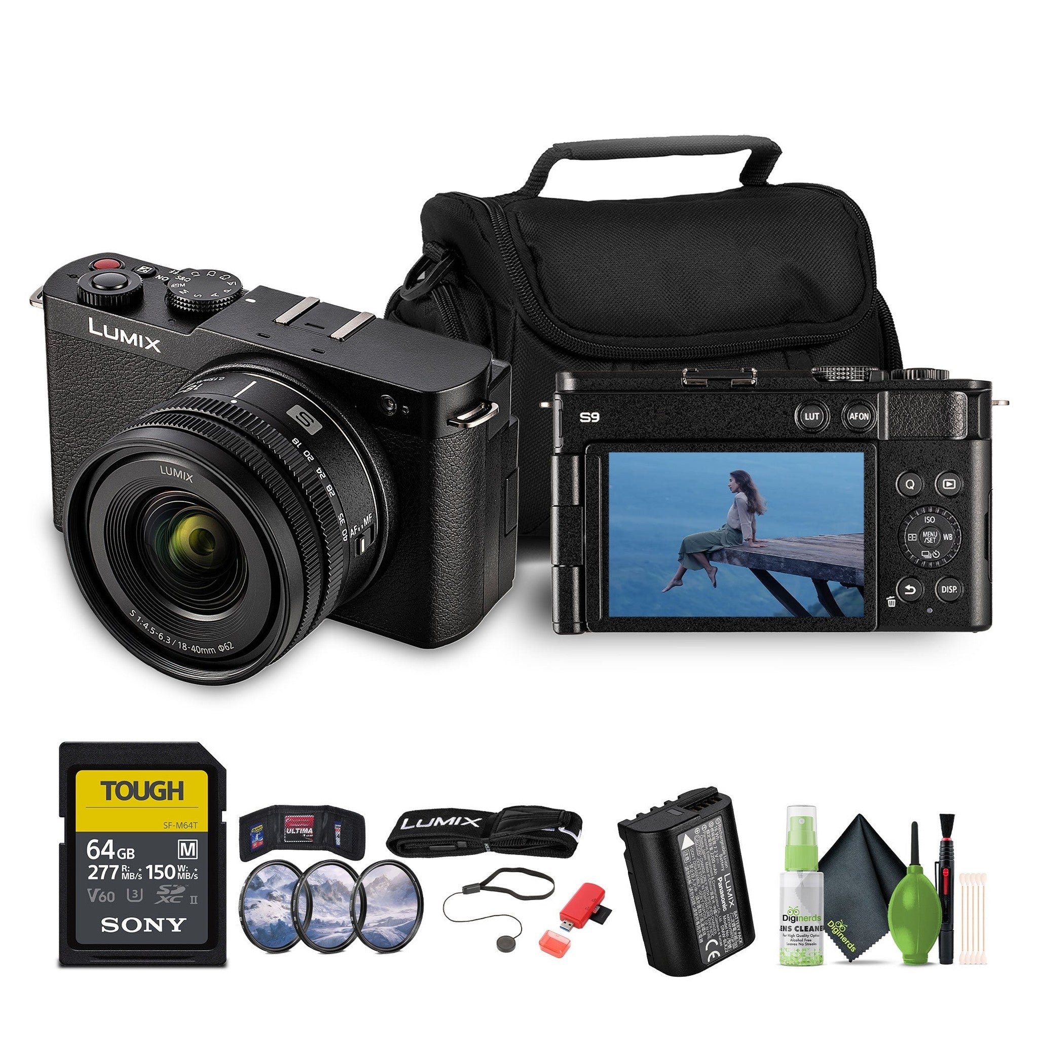 Panasonic Lumix S9Camera with 18-40mm f/4.5-6.3 Lens Black , 64GB Memory Card